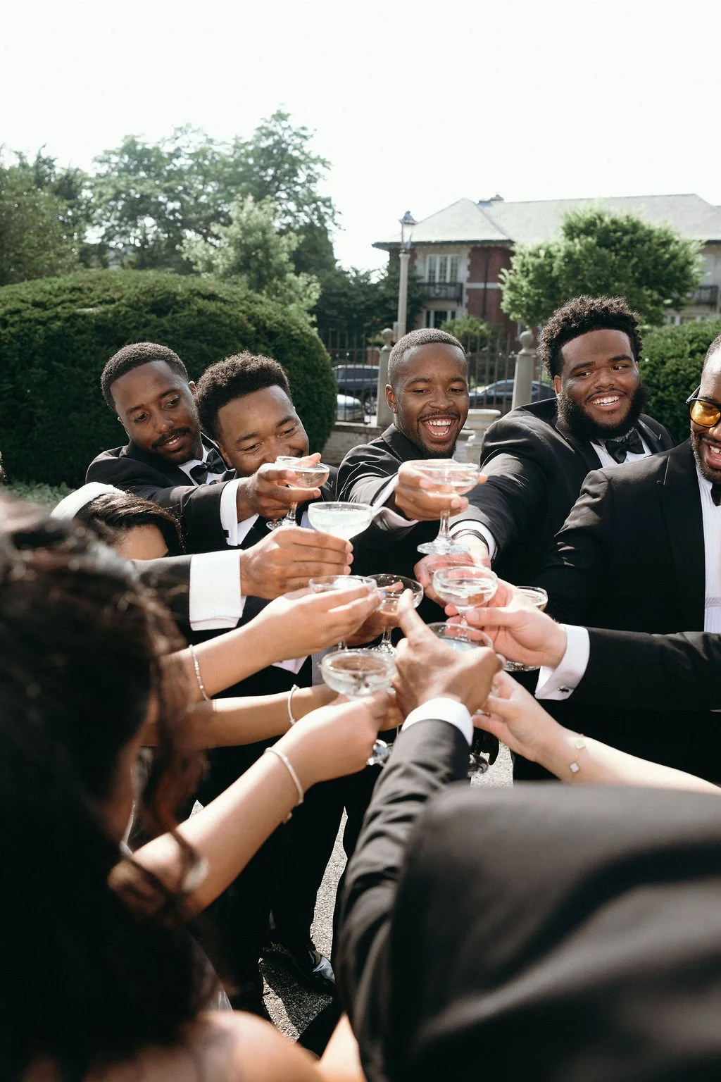Elegant Bridal Party Celebrating wedding ceremony in Chicagoland