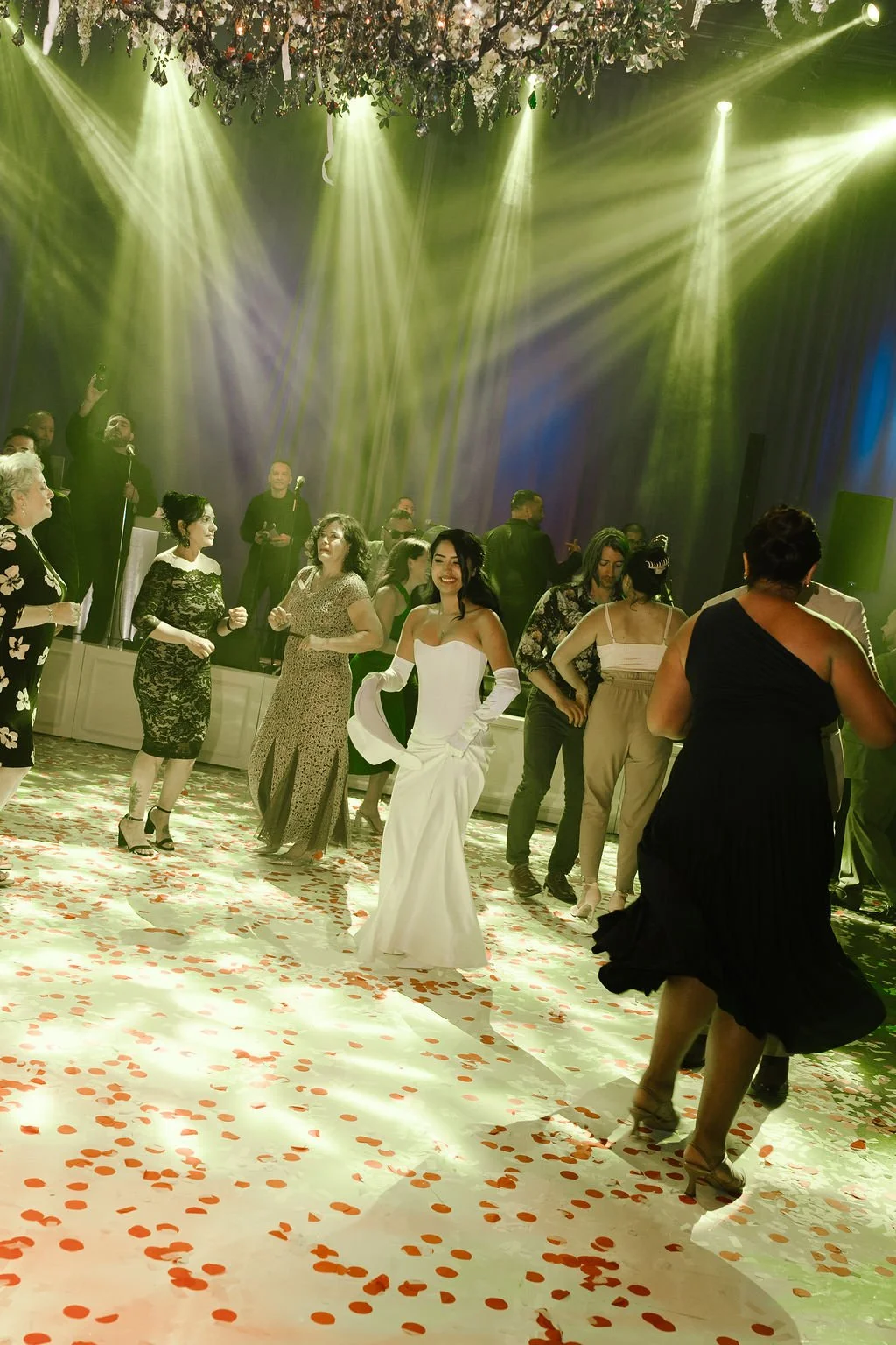 Guests celebrating on the dance floor during a multicultural Chicago wedding