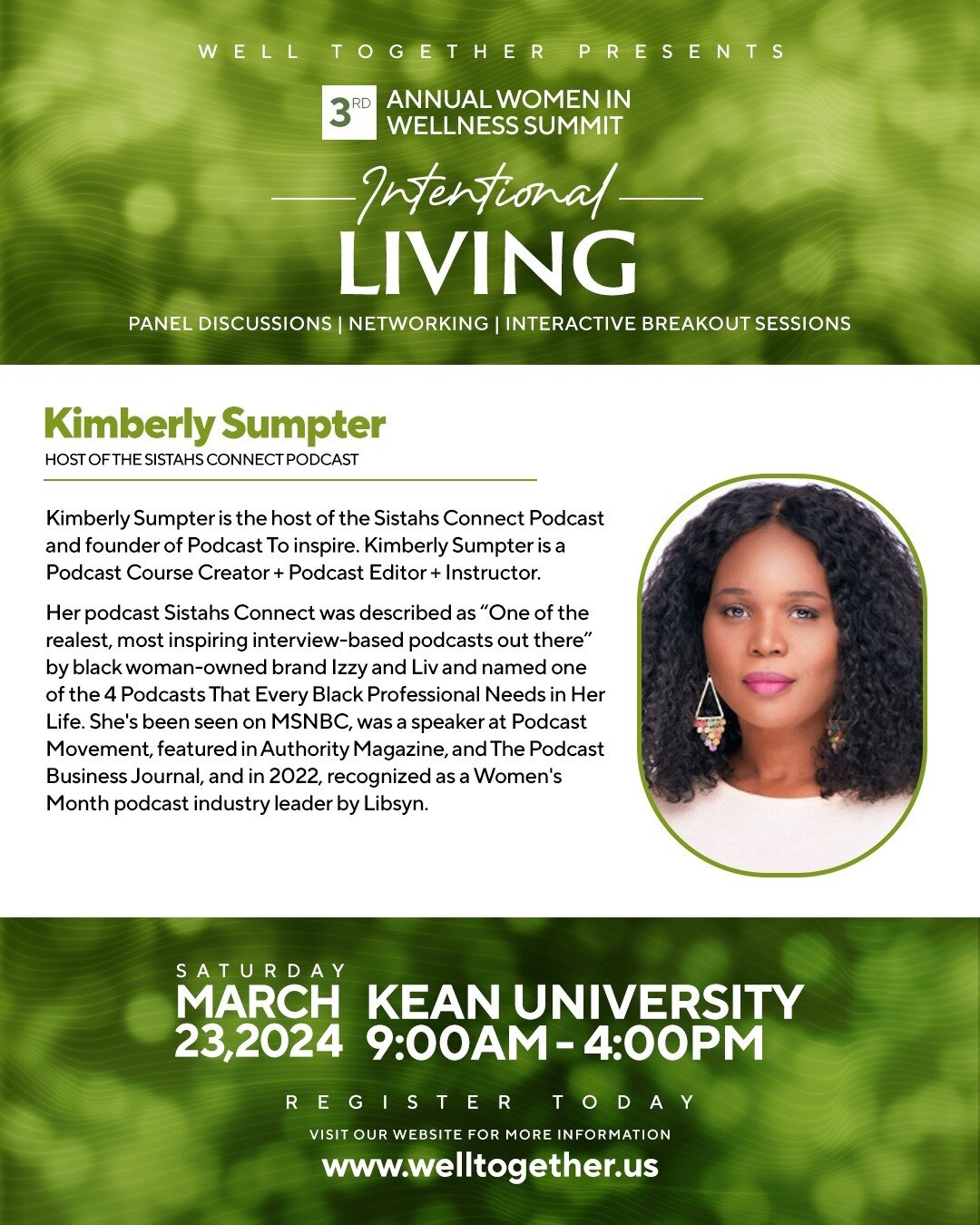 Exciting News! Save the Date for the 3rd Annual Women in Wellness Summit on March 23, 2024, at Kean University! I'm thrilled to be a part of this empowering event, hosted by @welltogetherllc, celebrating women in wellness and supporting your holistic