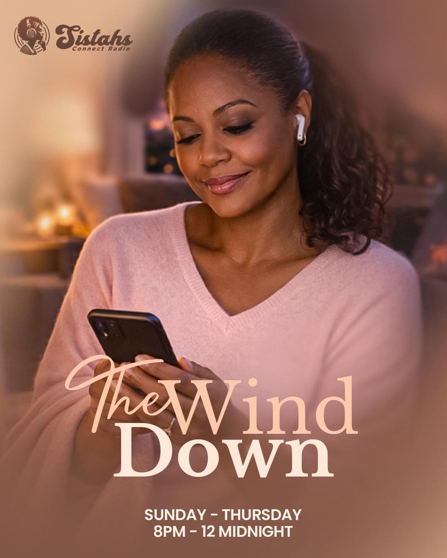 You deserve time to relax and unwind, Sistahs. 🌙✨

The day asked a lot of you&hellip; now it&rsquo;s time to exhale.
Light a candle. Open your journal. Sit with your thoughts. Let the music hold you.

The Wind Down is your space to release the day&m