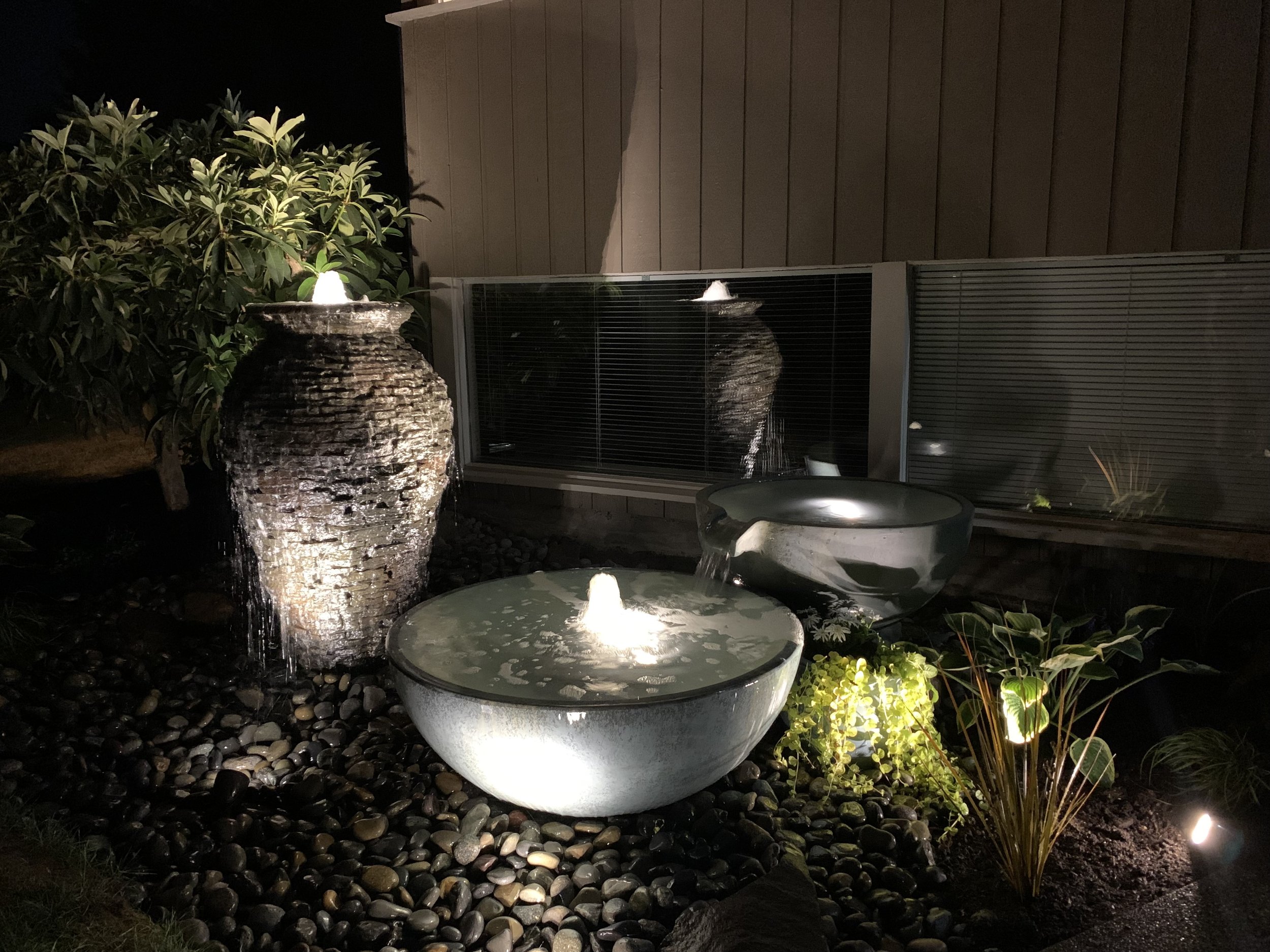 Medium Stacked Slate Urn with Spillway Bowls