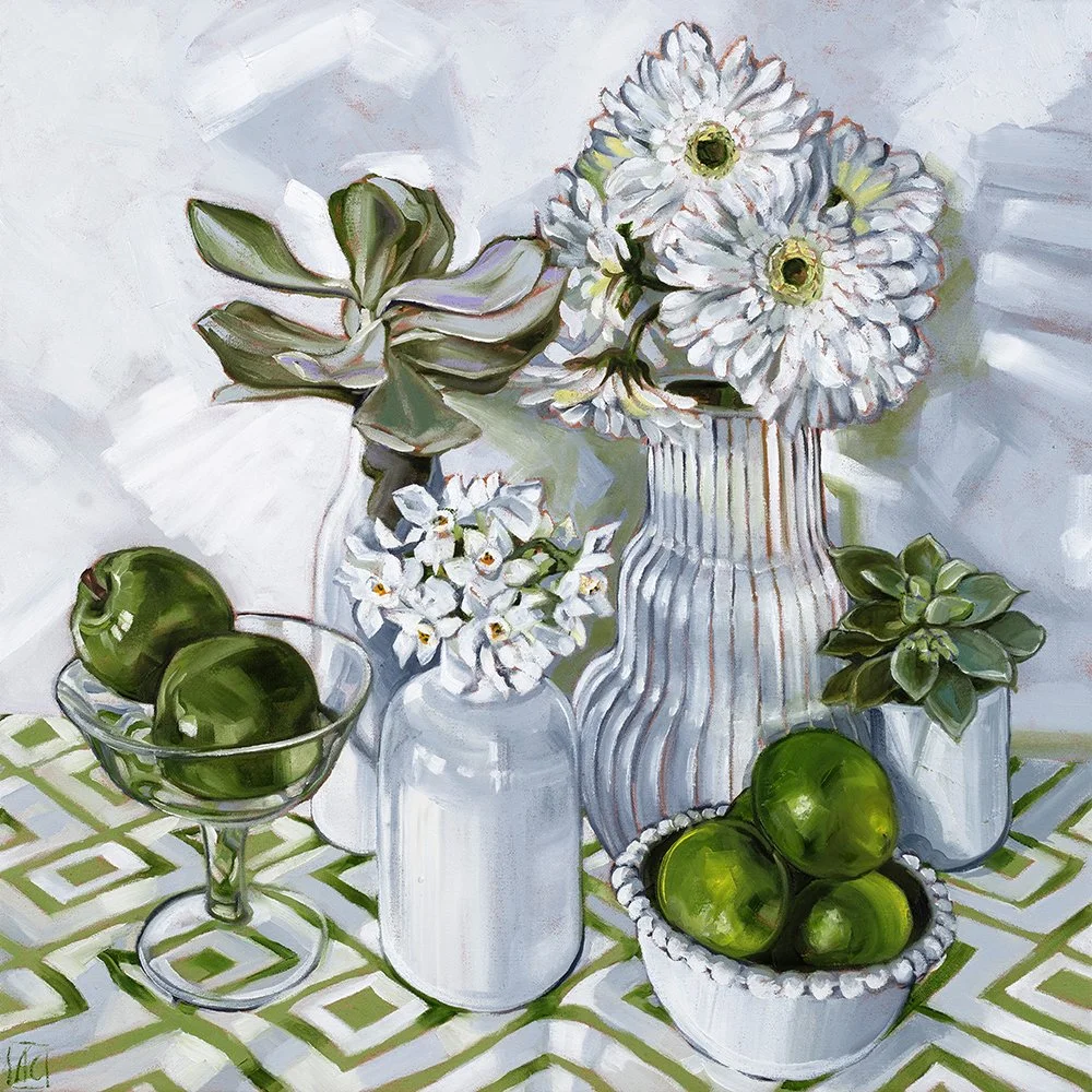 Gerberas and fruit
