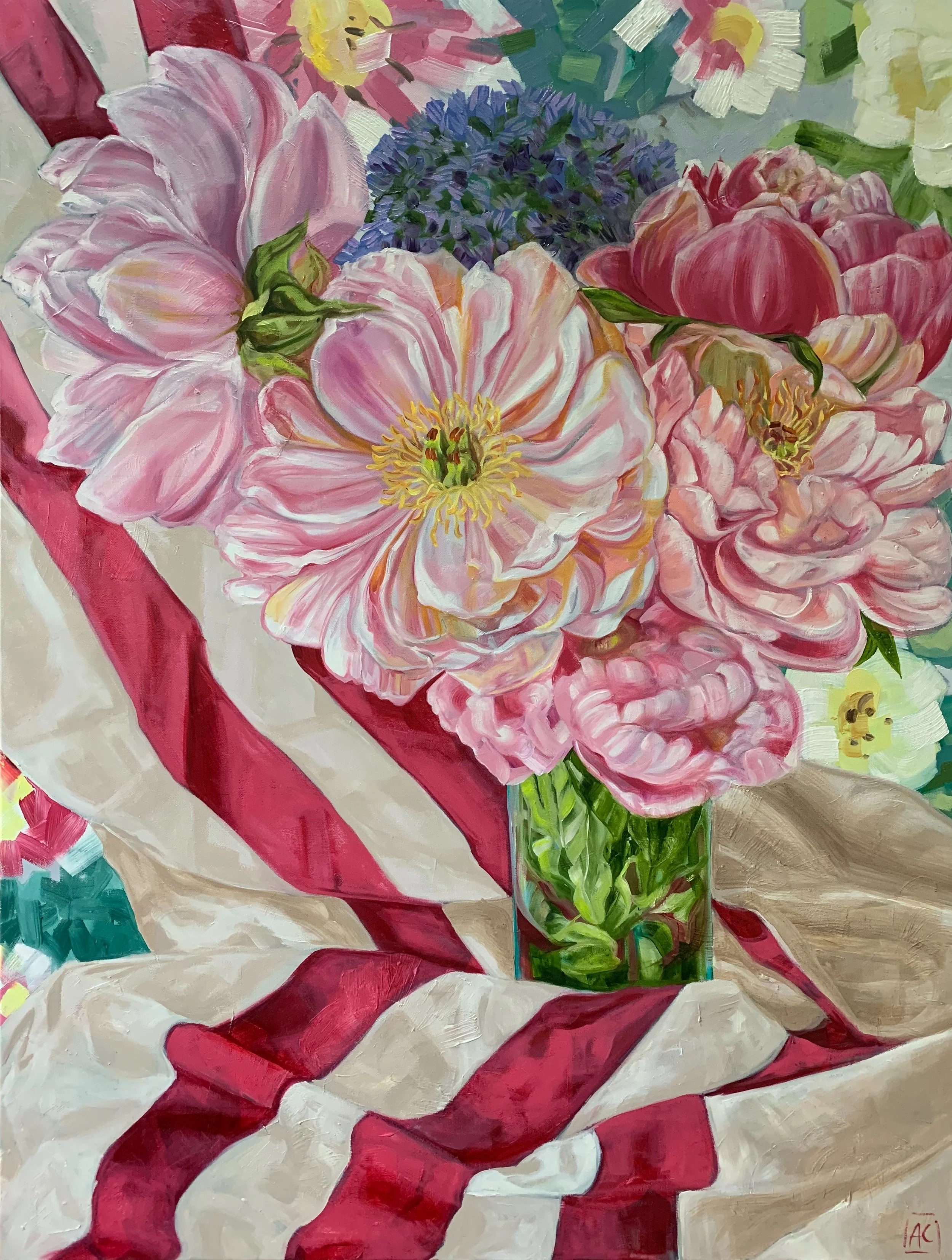 Peonies and French Stripes