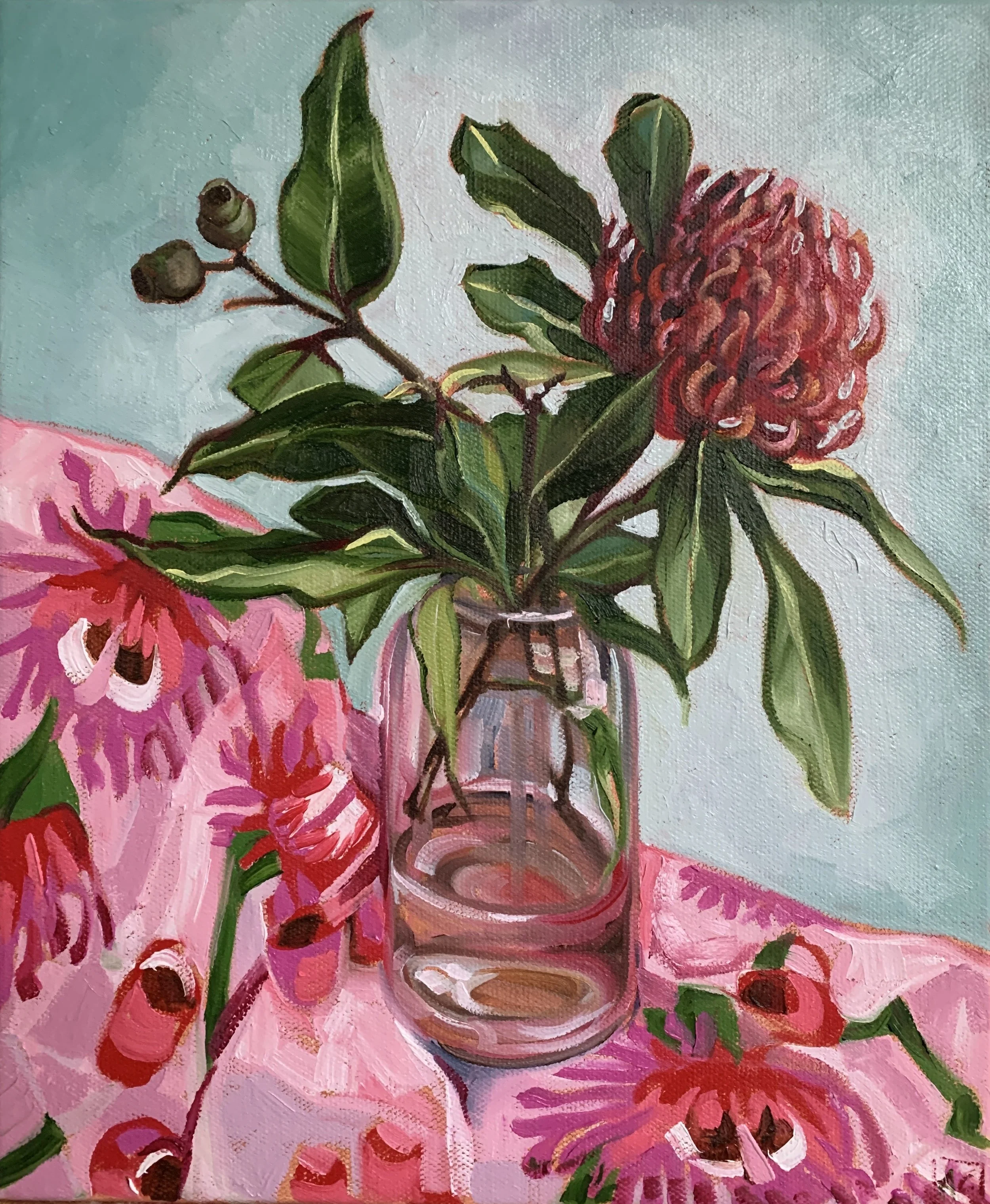 Waratah on Pink Gum Blossom Small