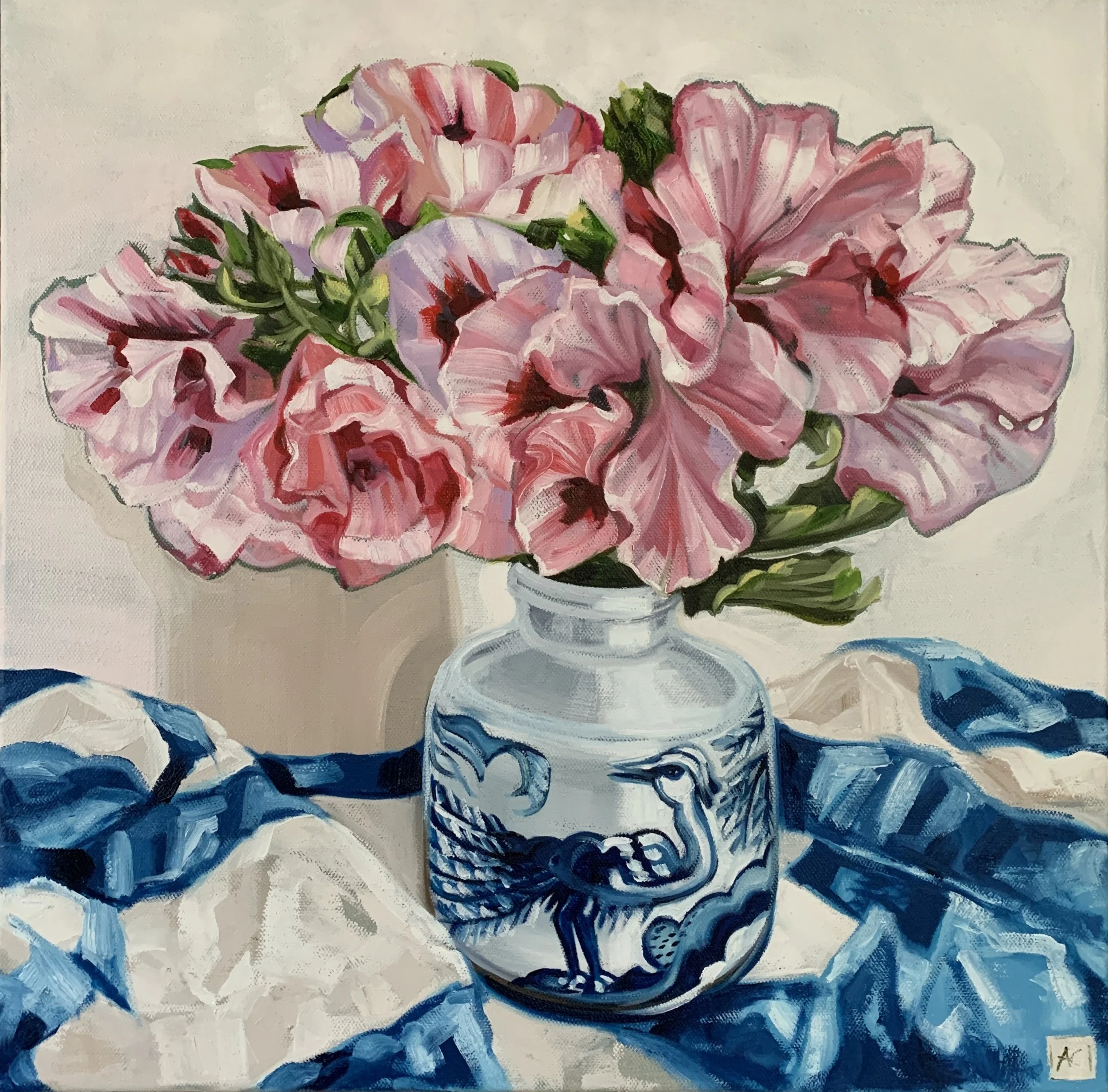 Pelargonium in Blue and White