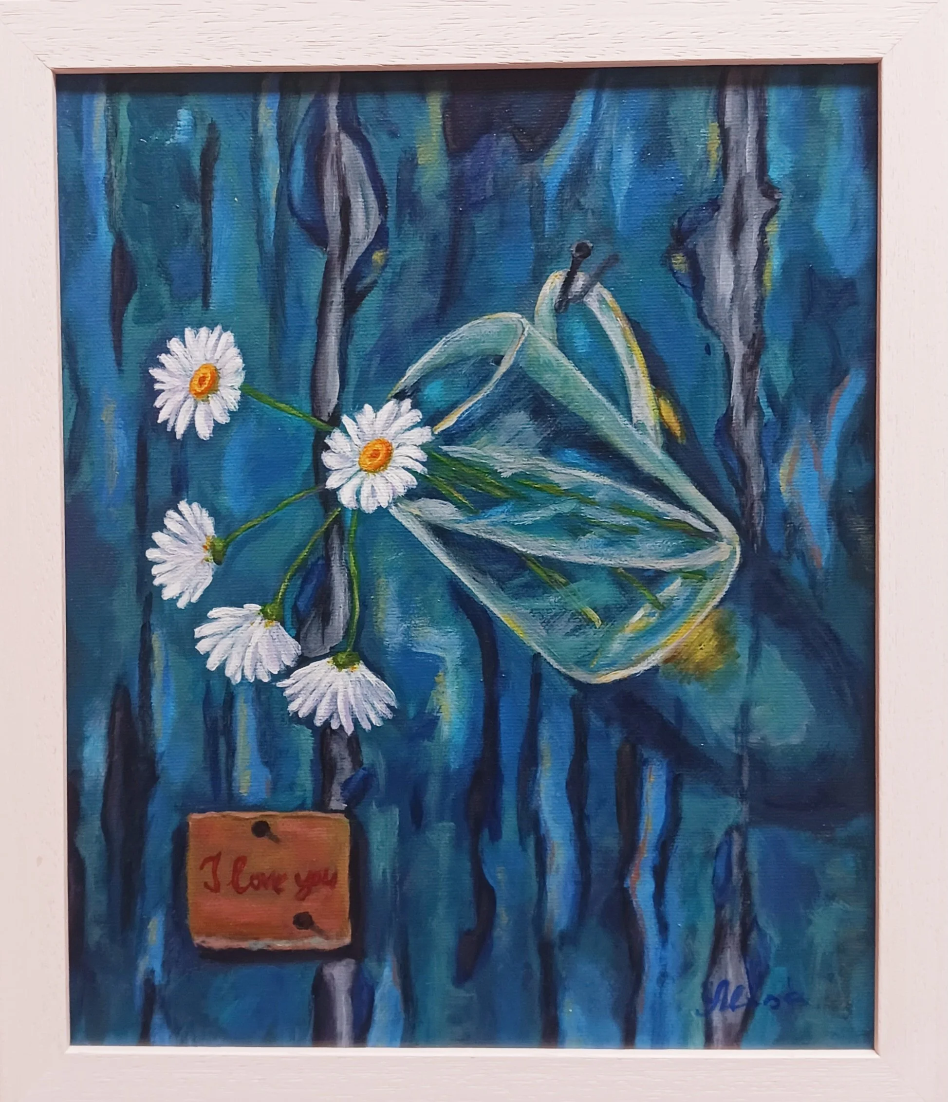 "Memory", acrylic on canvas, 25,5x30,5 cm, 2025, framed, sale 240 euro. SOLD