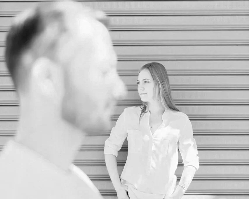 woman and man standing apart