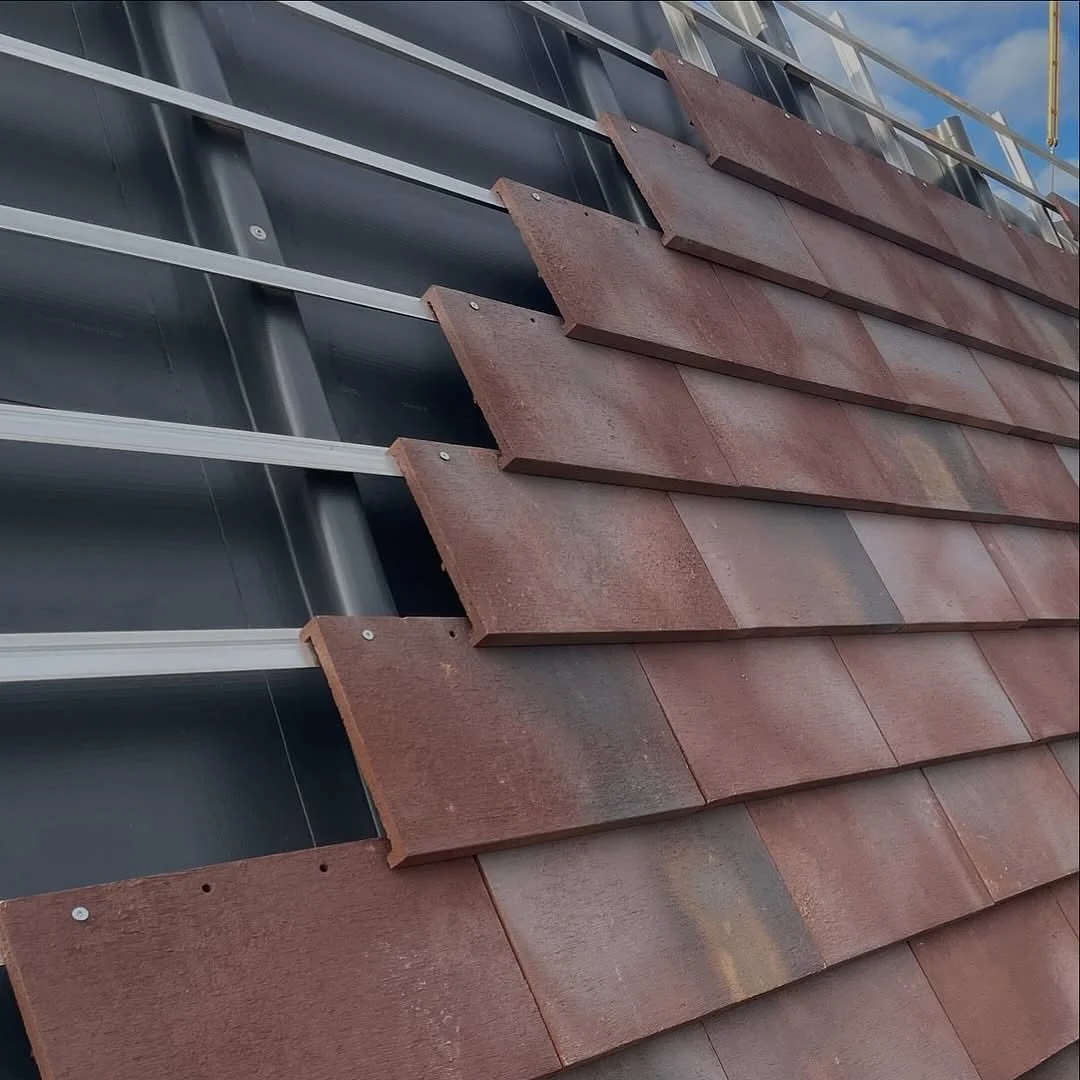 Repost from @formafacade
&bull;
FORMA brick cladding in progress &mdash; a non-combustible facade system engineered for performance.Lightweight panels mount directly onto steel sub-framing, creating safe, durable, and elegant architectural envelopes.