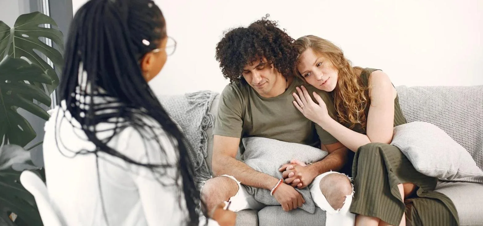 Couple in an intensive couples therapy session working through conflict together