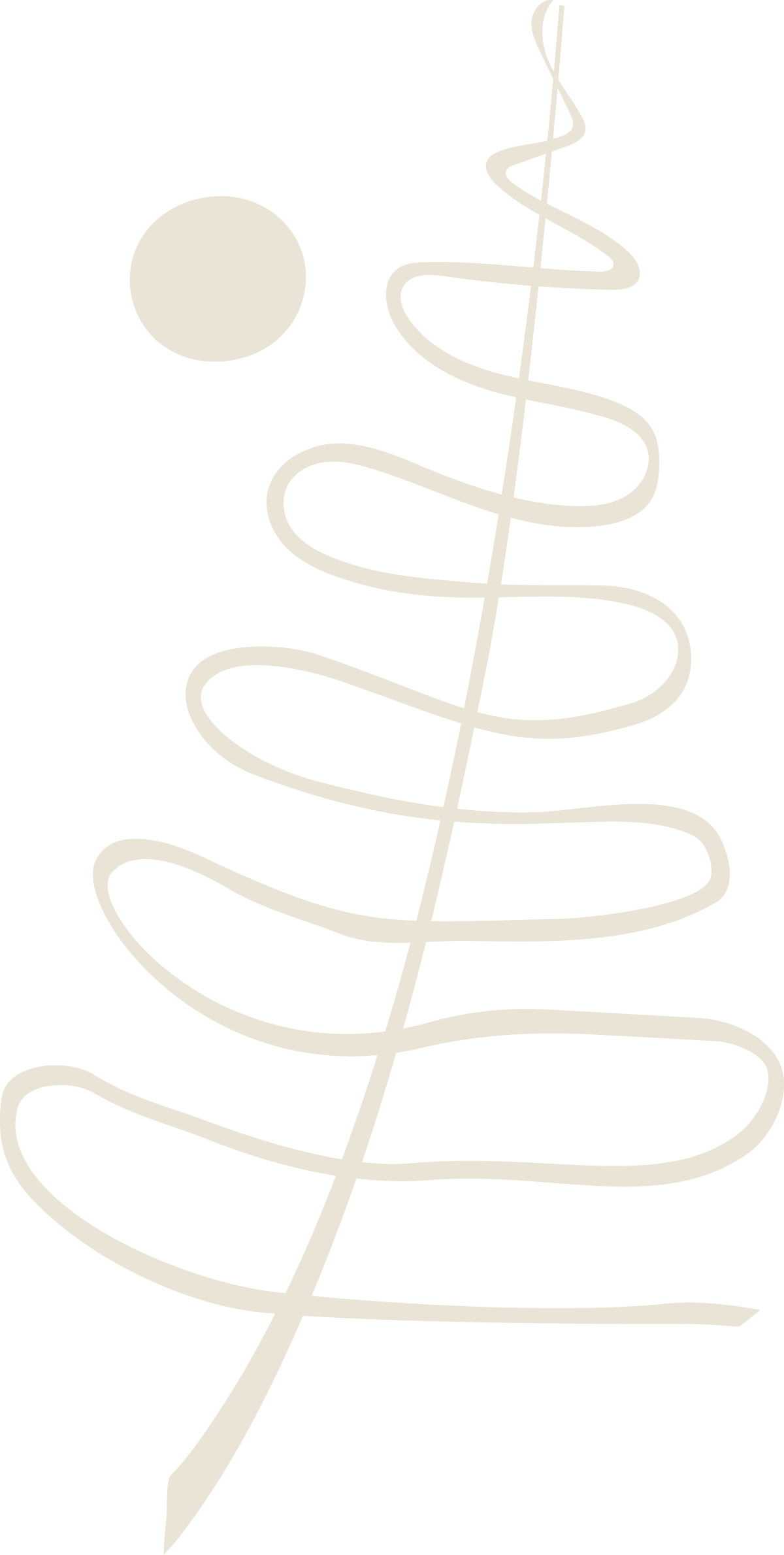 white abstract fern icon with dot