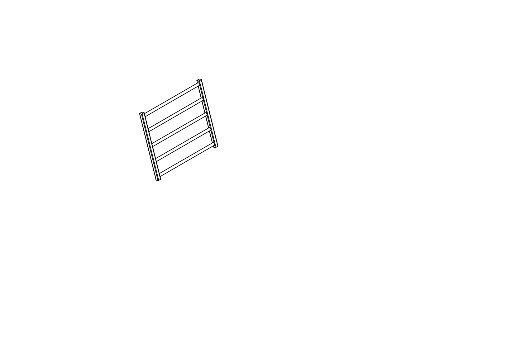 Une image en ligne de rendu technique montrant une échelle ou un support à plusieurs barreaux, vue en perspective.