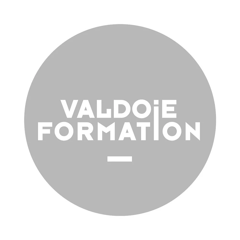 Logo gris avec le texte blanc 'VALDOIE FORMATION'.