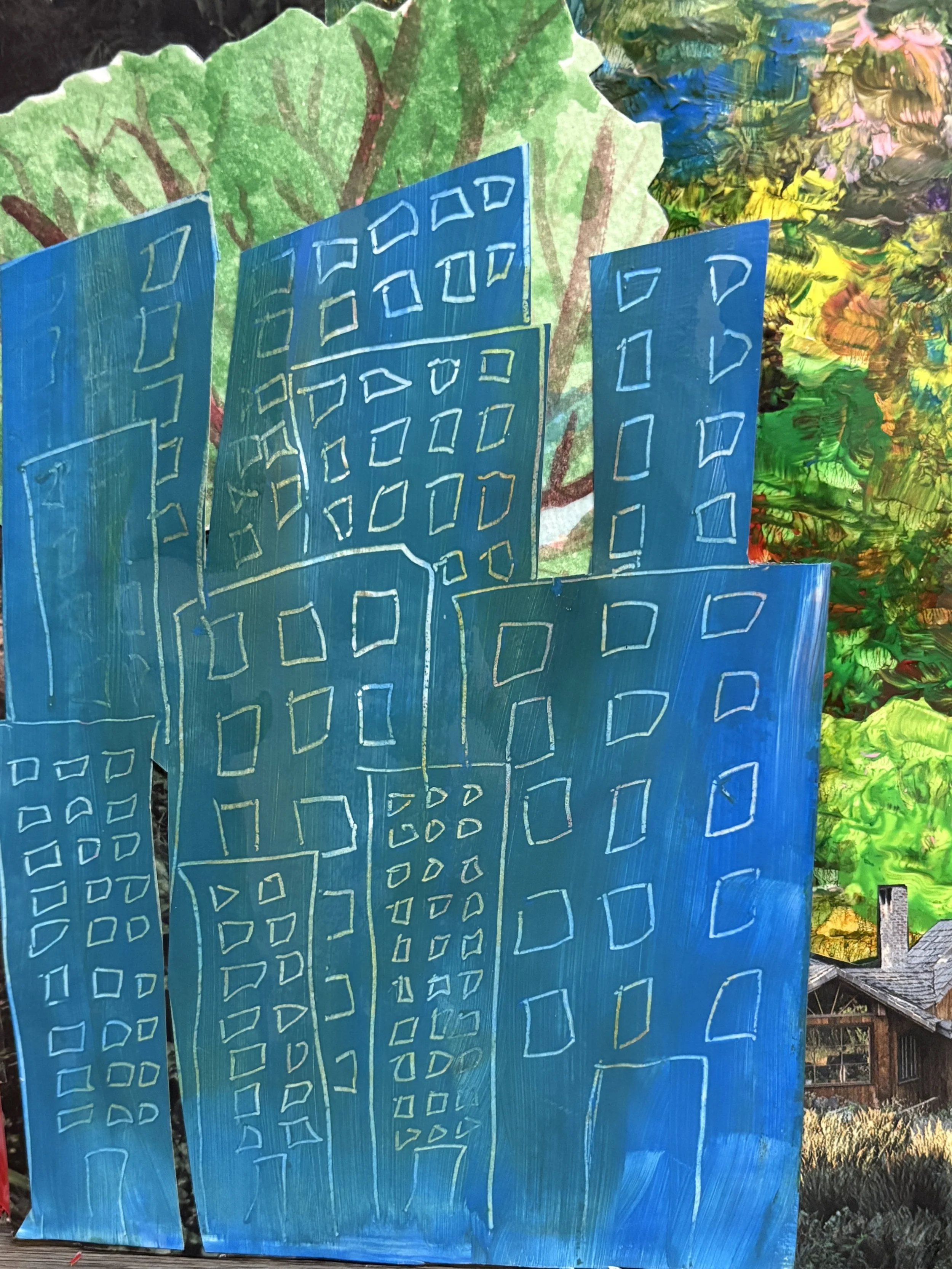 Back view of collage