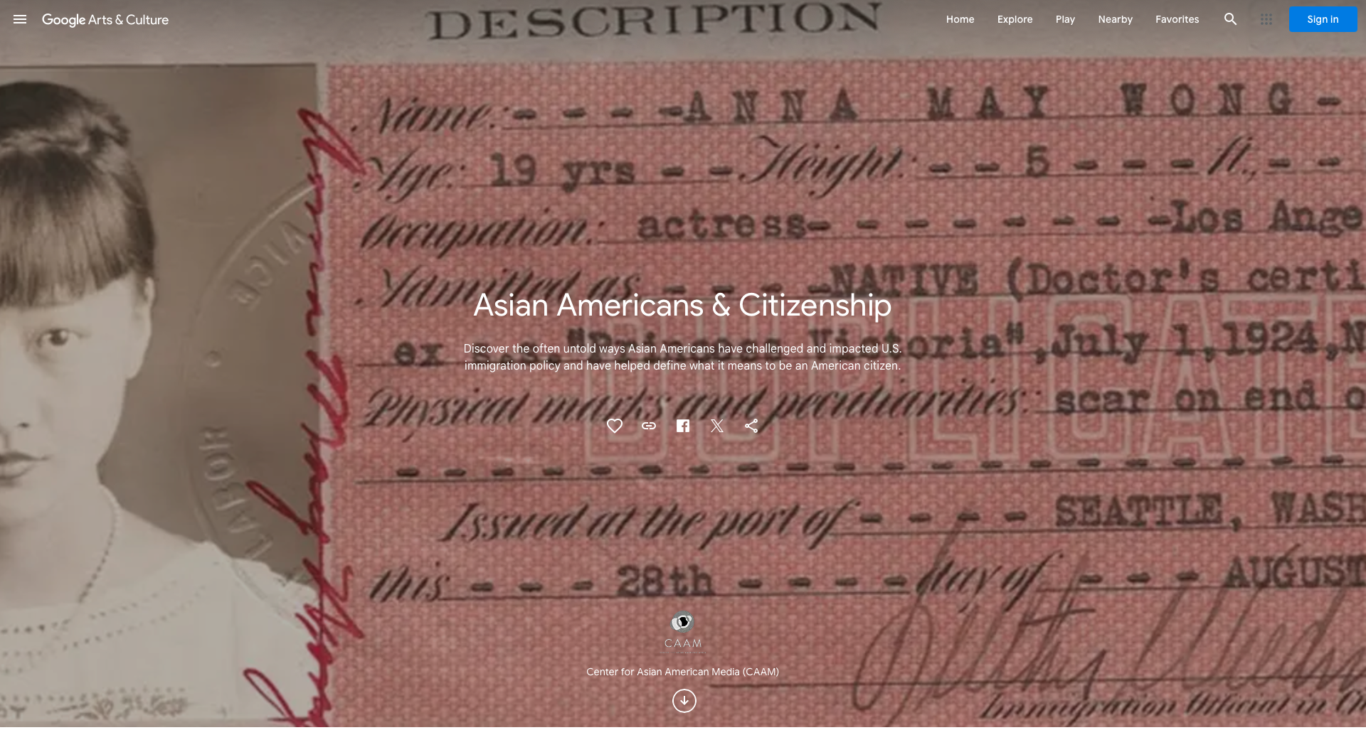 A collaboration with The Center for Asian American Media (CAAM) creating an interactive, online exhibit. 