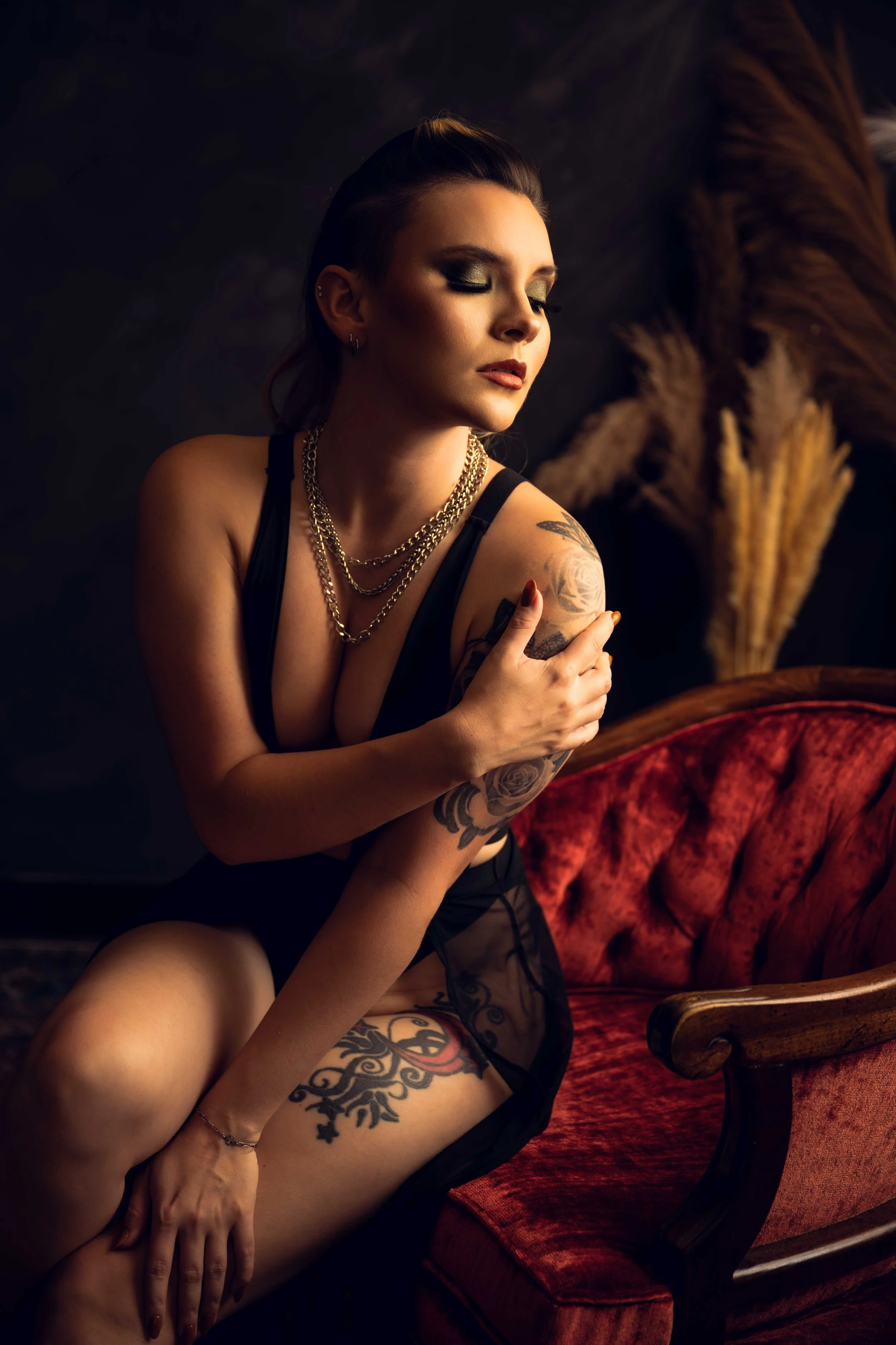 Houston Boudoir Photograph of girl in black dress