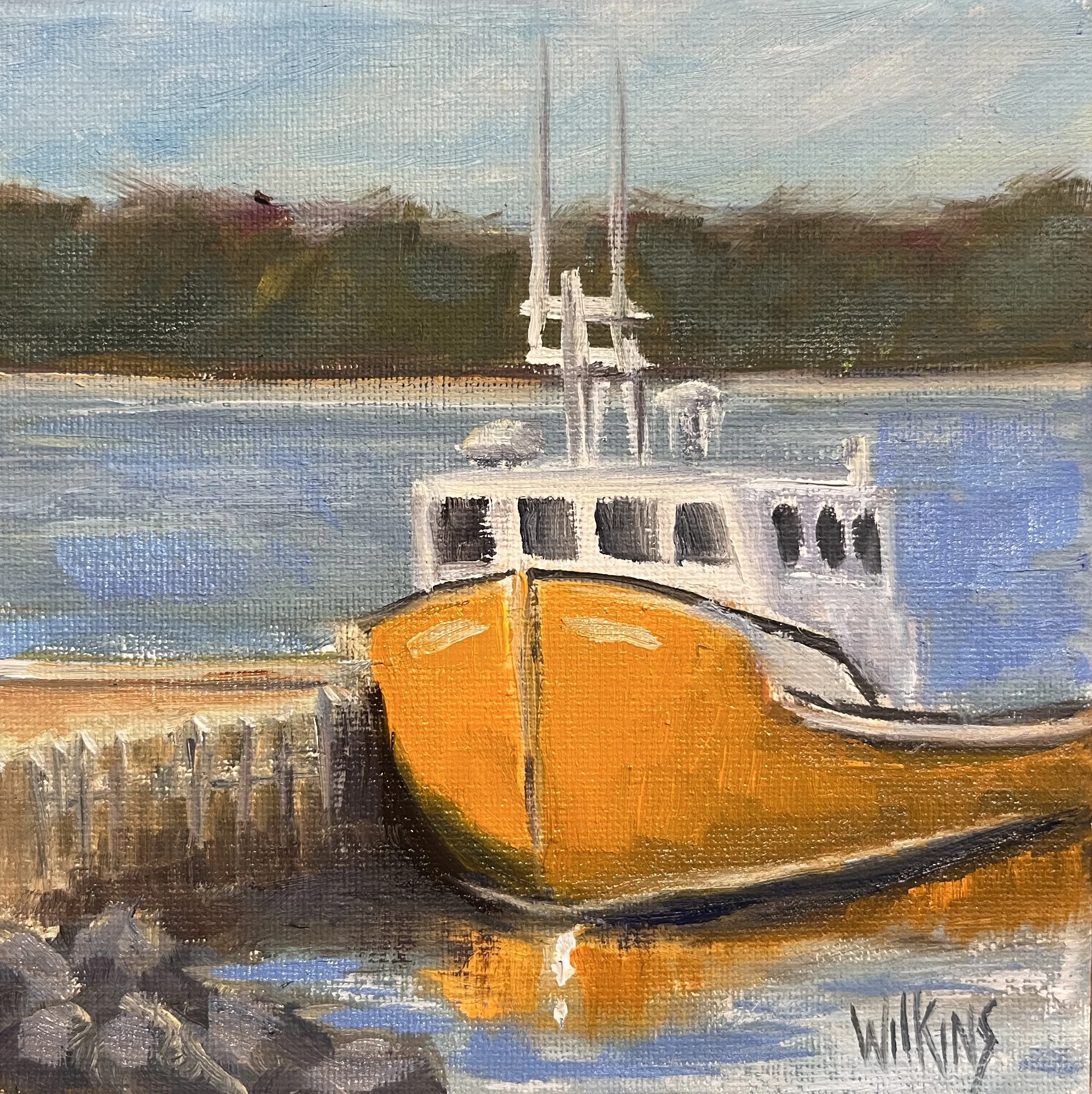 "At the Wharf", 6X6", Oil on Gallery Canvas, $100