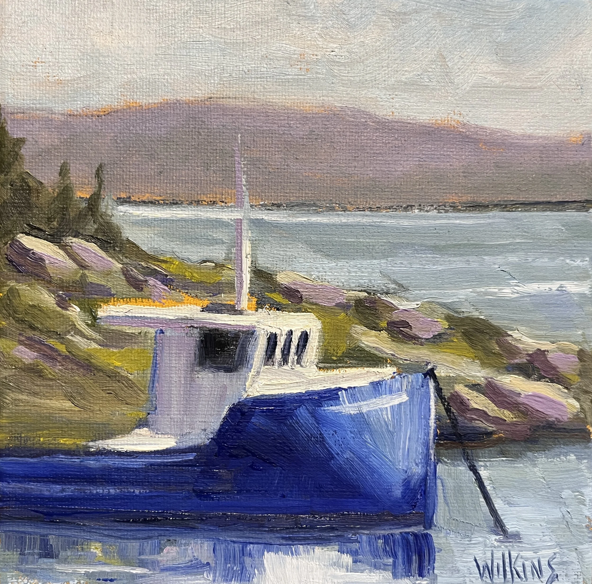 "Gone Fishin", 6X6" Oil on Galler Wrapped Canvas, $100