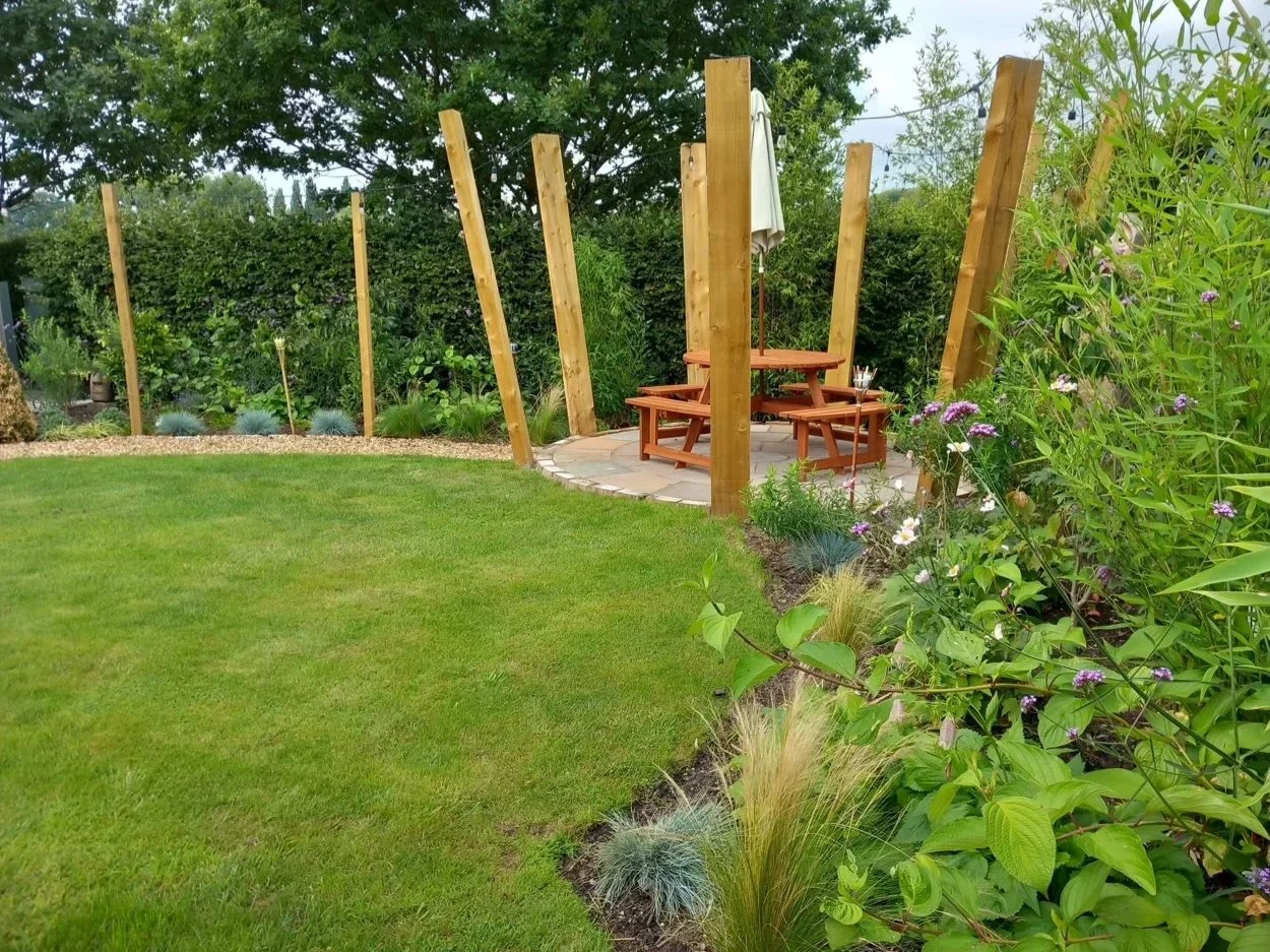 Beautiful and unique garden focal point providing seating with plants in Haslington, Crewe