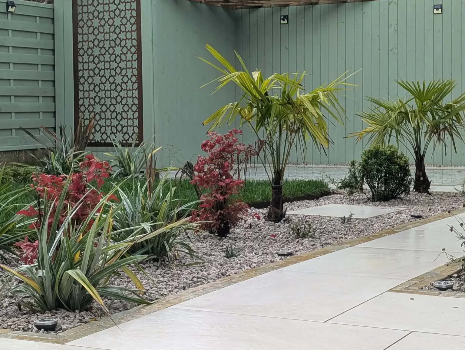 Modern Morocco inspired garden design in Haslington, Crewe