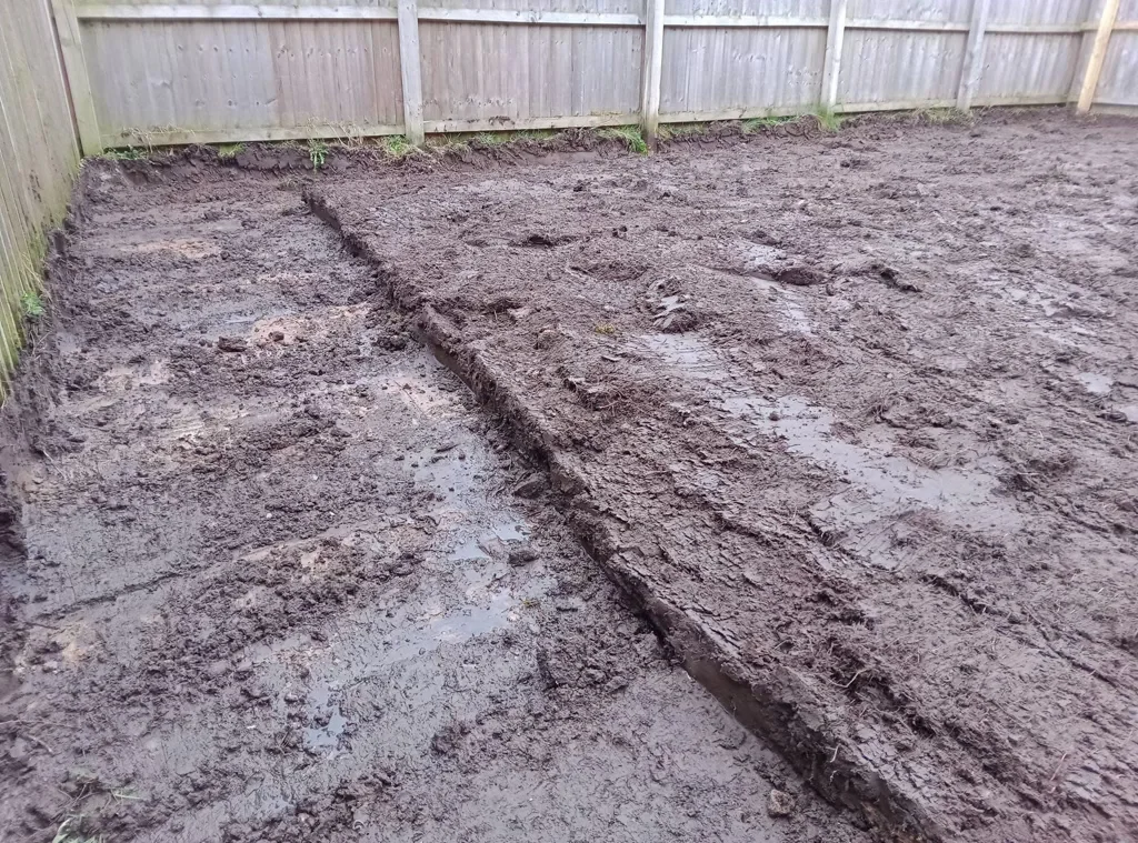 During landscaping in Moston, Sandbach showing different levels of dig