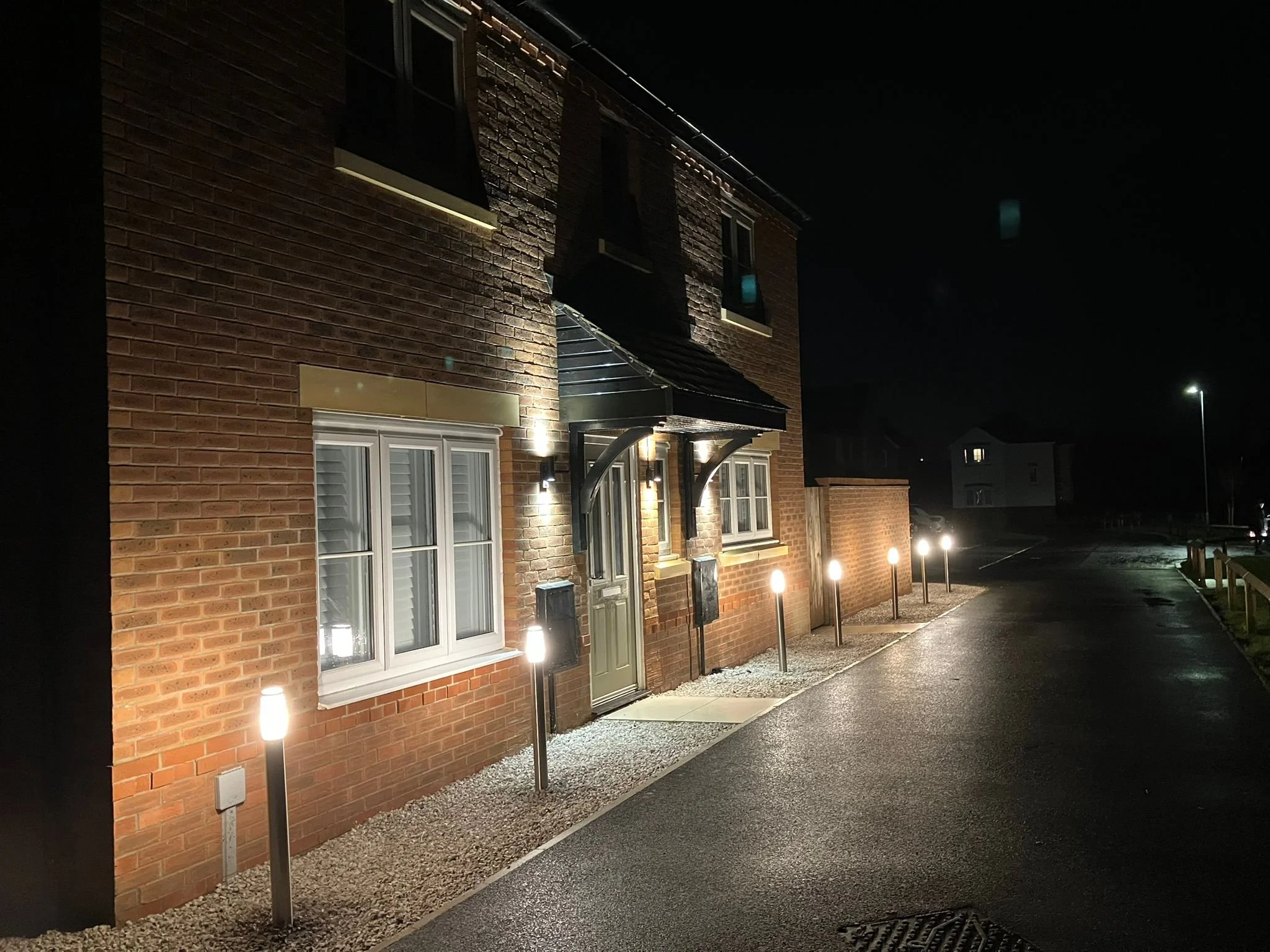 Front of house bollard lights along driveway installed in Crewe