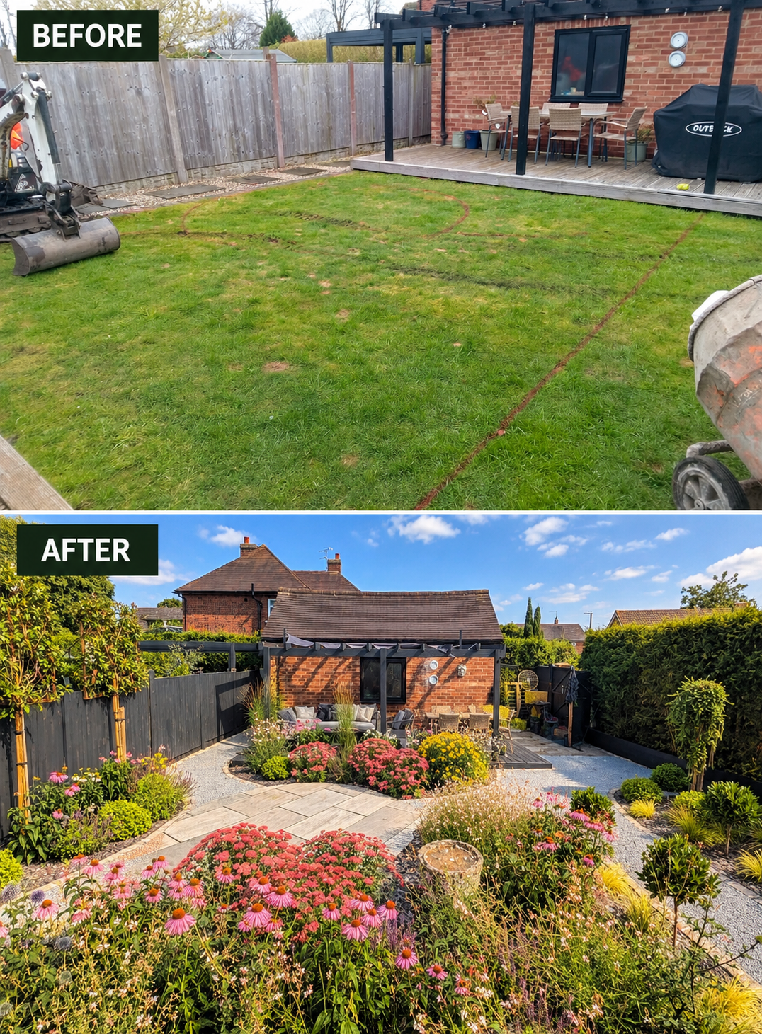 Bland lawn transformed into a vibrant, living, breathing oasis in Nantwich with resin bound pathways.