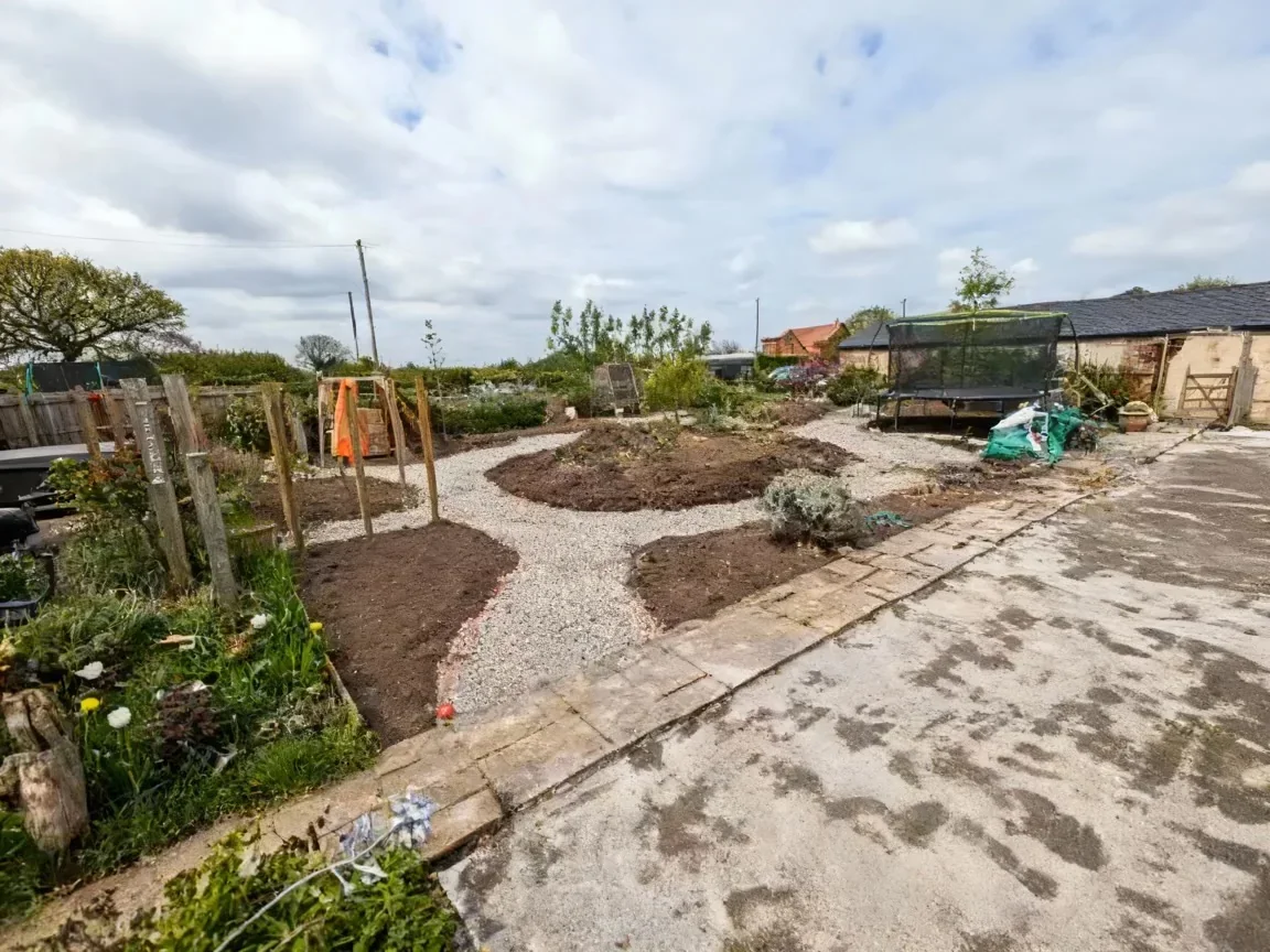 Garden transformation following groundworks and before construction near Nantwich