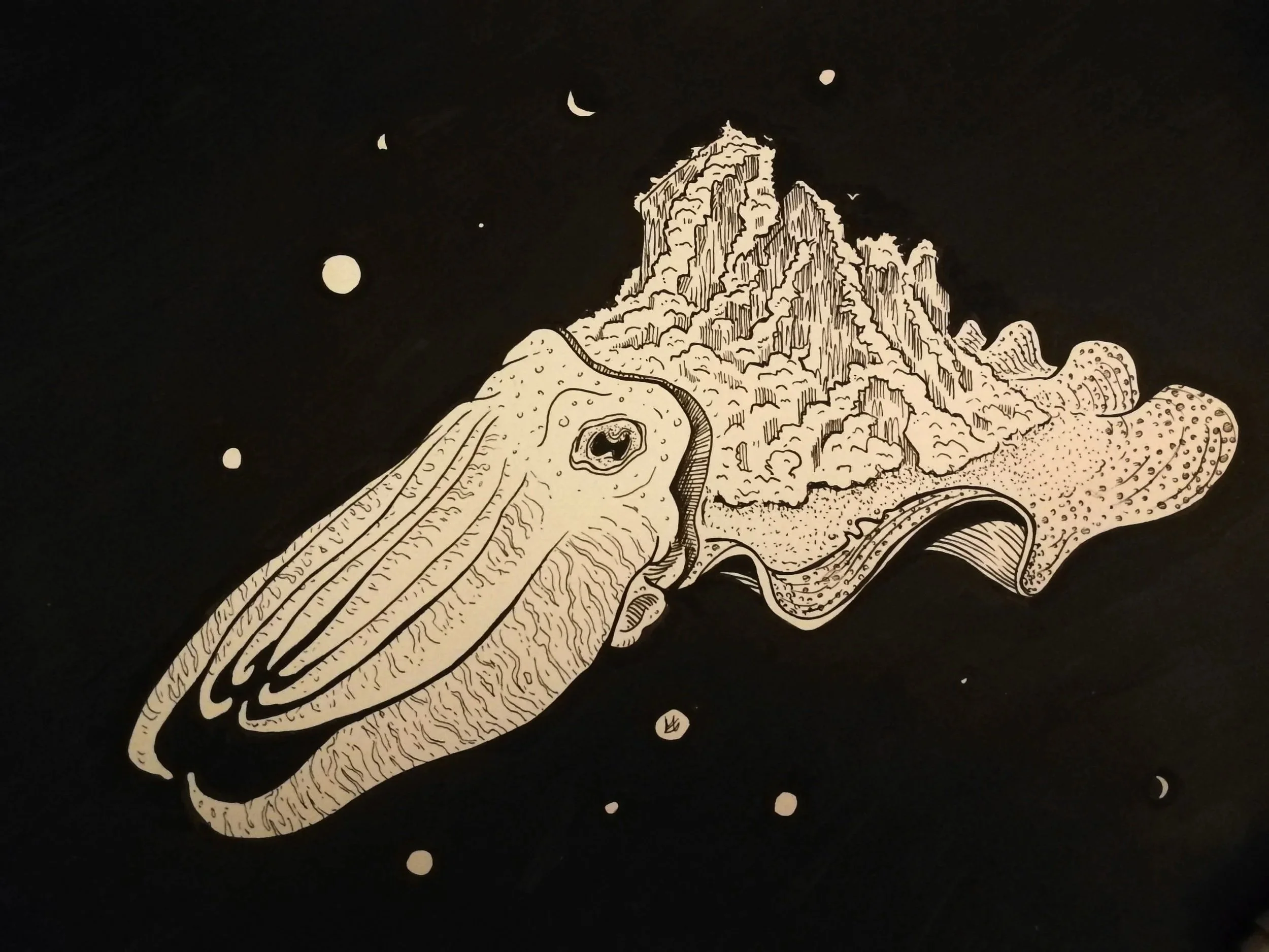 Space Cuttlefish: Worldbuilder - Ink on Paper