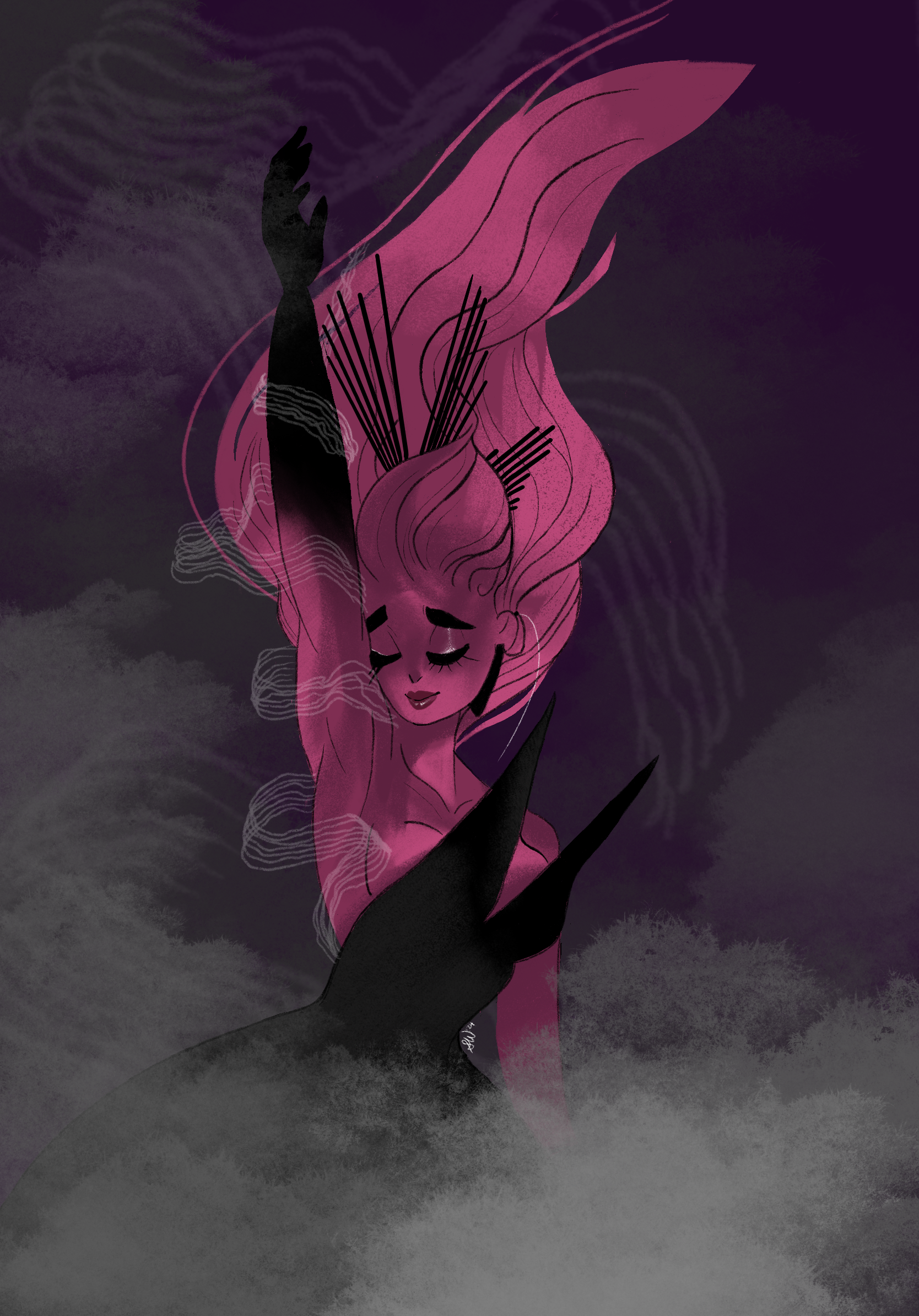 Queen Persephone with the scars of her trauma motif