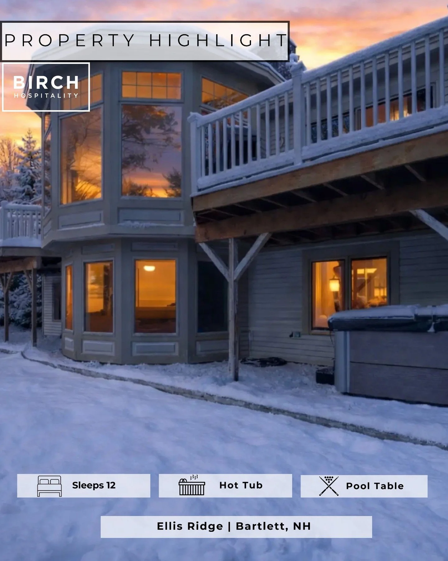 ✨ PROPERTY HIGHLIGHT! ✨

Welcome to Ellis Ridge Retreat, a spacious 5-bedroom, 3.5-bathroom home in the heart of Bartlett, NH. With 11 beds, an outdoor hot tub, and room to relax or play, it&rsquo;s the perfect year-round escape for families and grou