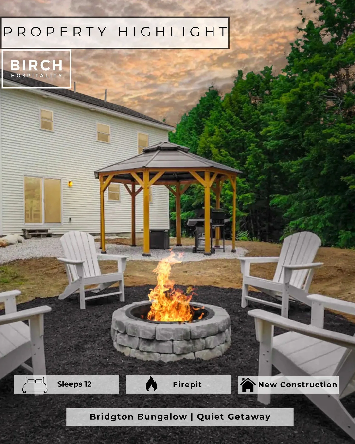 ✨ PROPERTY HIGHLIGHT ✨

Welcome to The Bridgton Bungalow &mdash; a modern mountain getaway designed for unforgettable family escapes in the heart of Western Maine. Built in 2022 and tucked away at the end of a quiet residential street, this spacious 