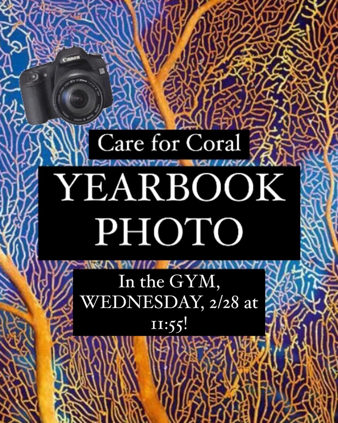 Everyone come to the gym TOMORROW, 2/28 at 11:55 to take our yearbook photo!