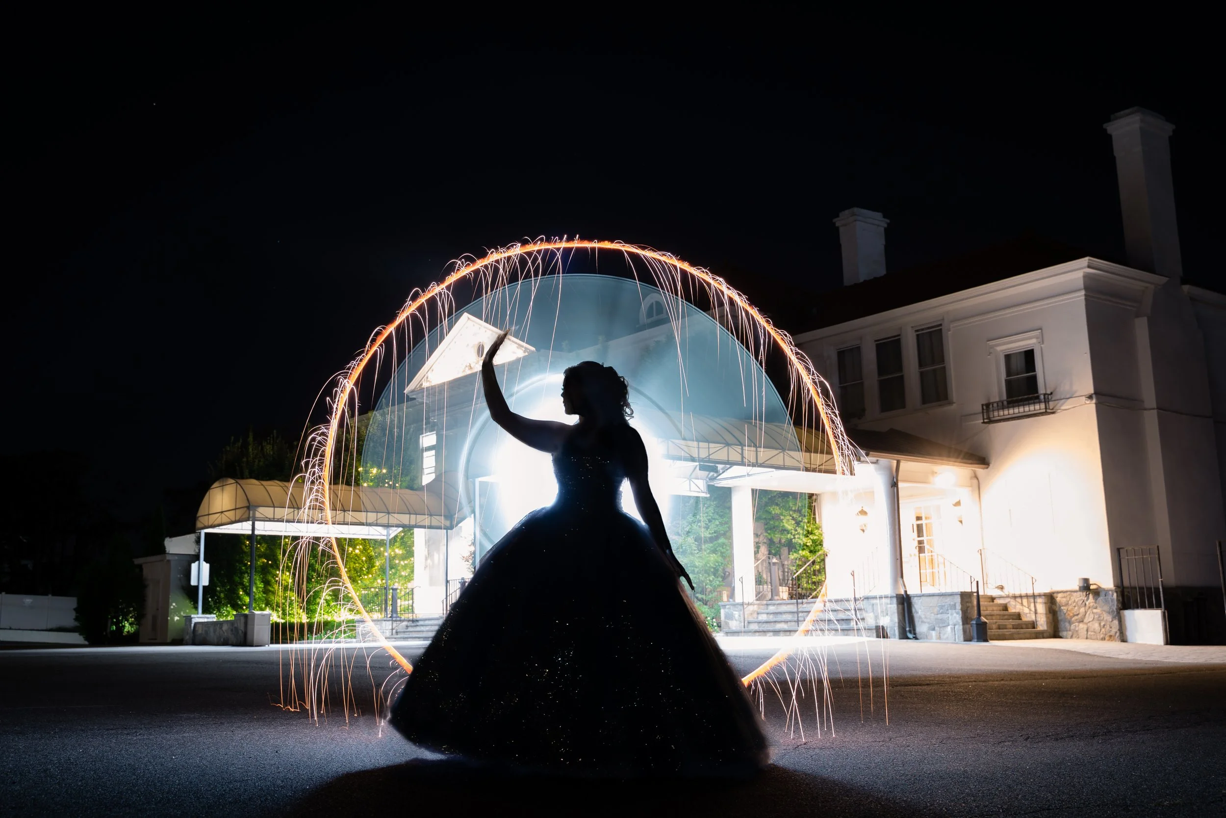 Night photography with sparklers