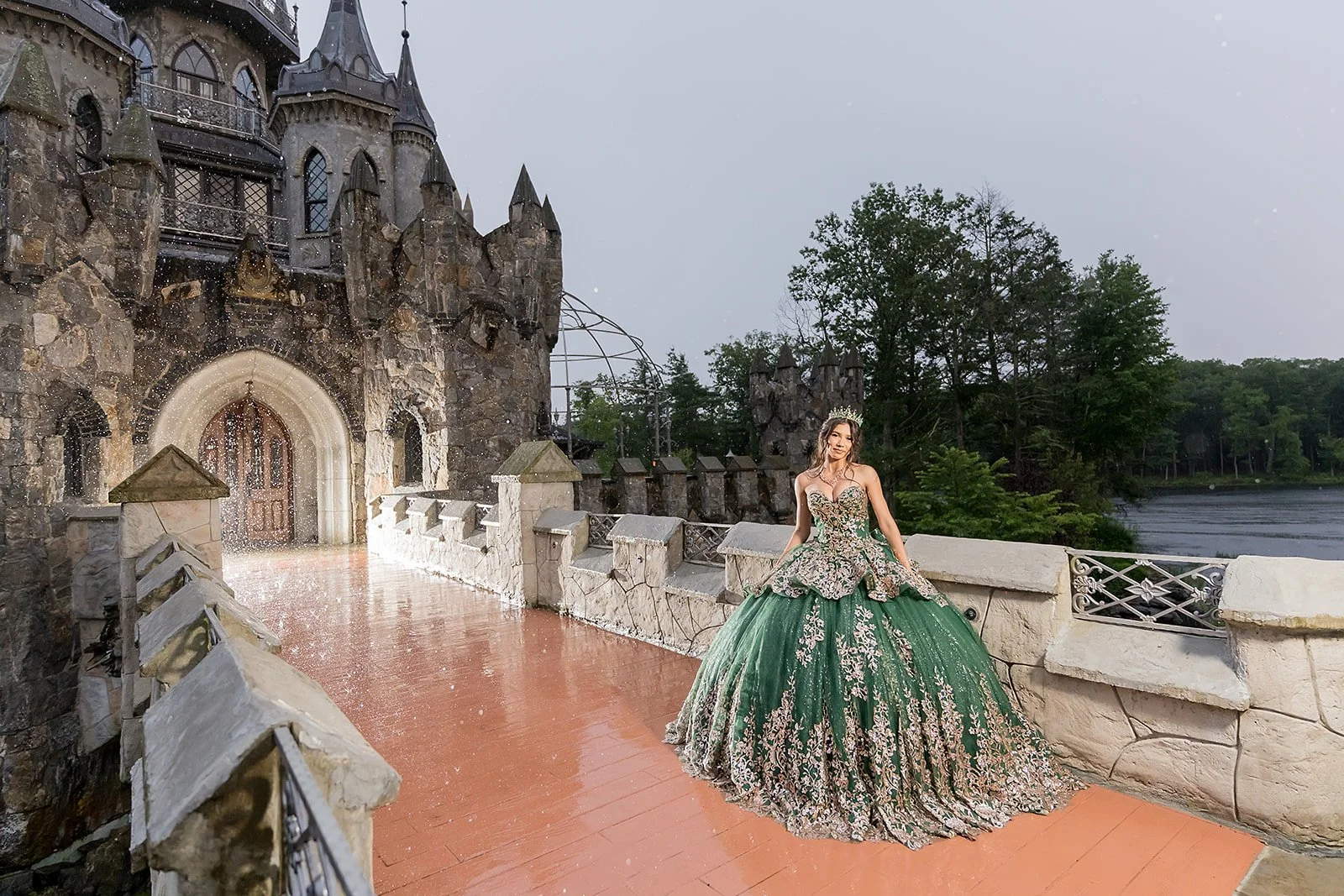 Castle photoshoot for quinceanos in Connecticut at sunset