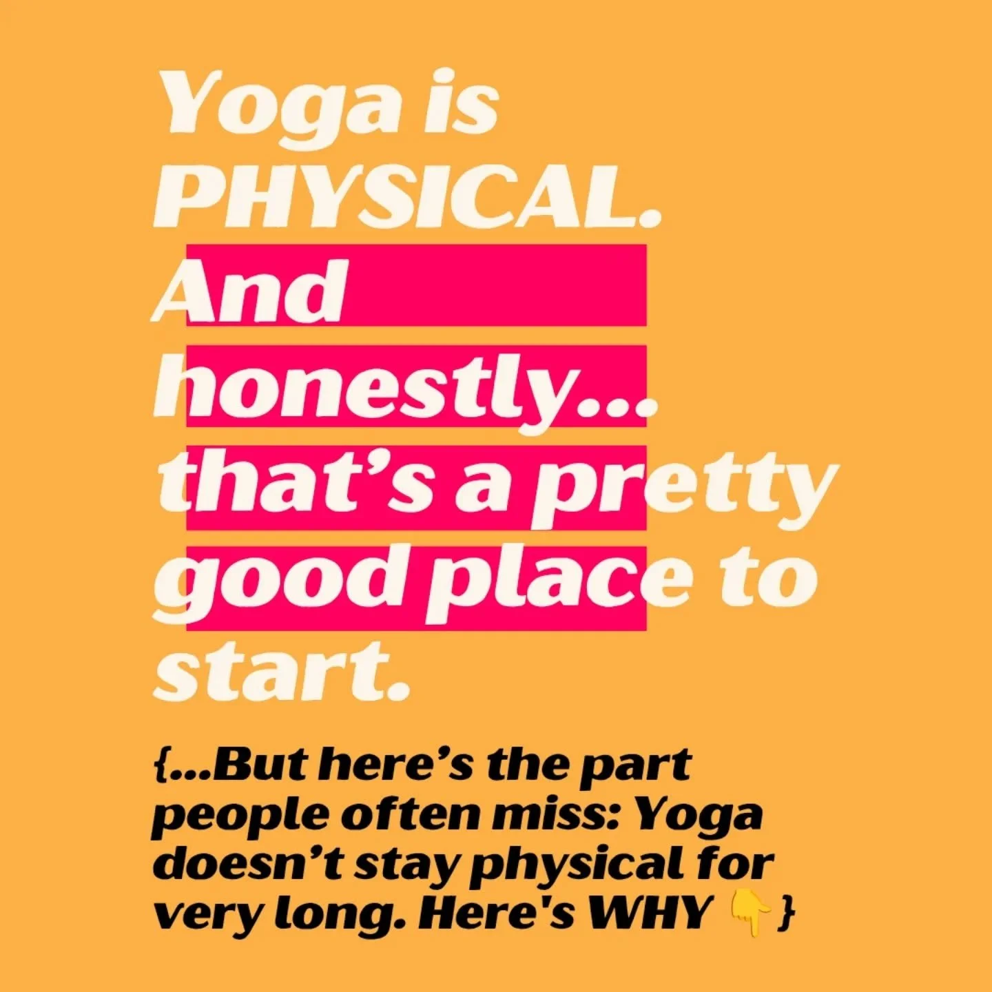 Let&rsquo;s stop pretending yoga isn&rsquo;t physical.
Because it is. 🤷&zwj;♀️

Yoga challenges your muscles, your balance, and your range of motion.

For many people, that&rsquo;s where the practice begins.

- You feel it in the heat of Sun Salutat