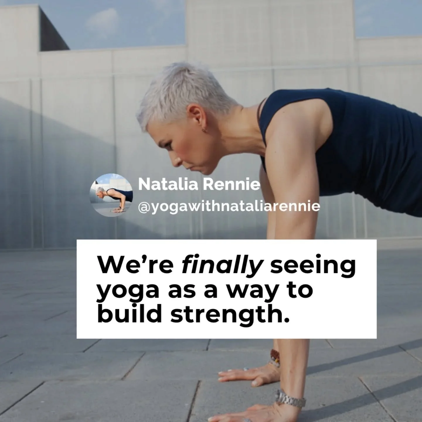 The best thing about now is that we&rsquo;re FINALLY seeing yoga as a way to build strength.

And not just something you reach for when you feel tight, or need a stretch, or want to &ldquo;balance out&rdquo; everything else.

Because when it&rsquo;s 