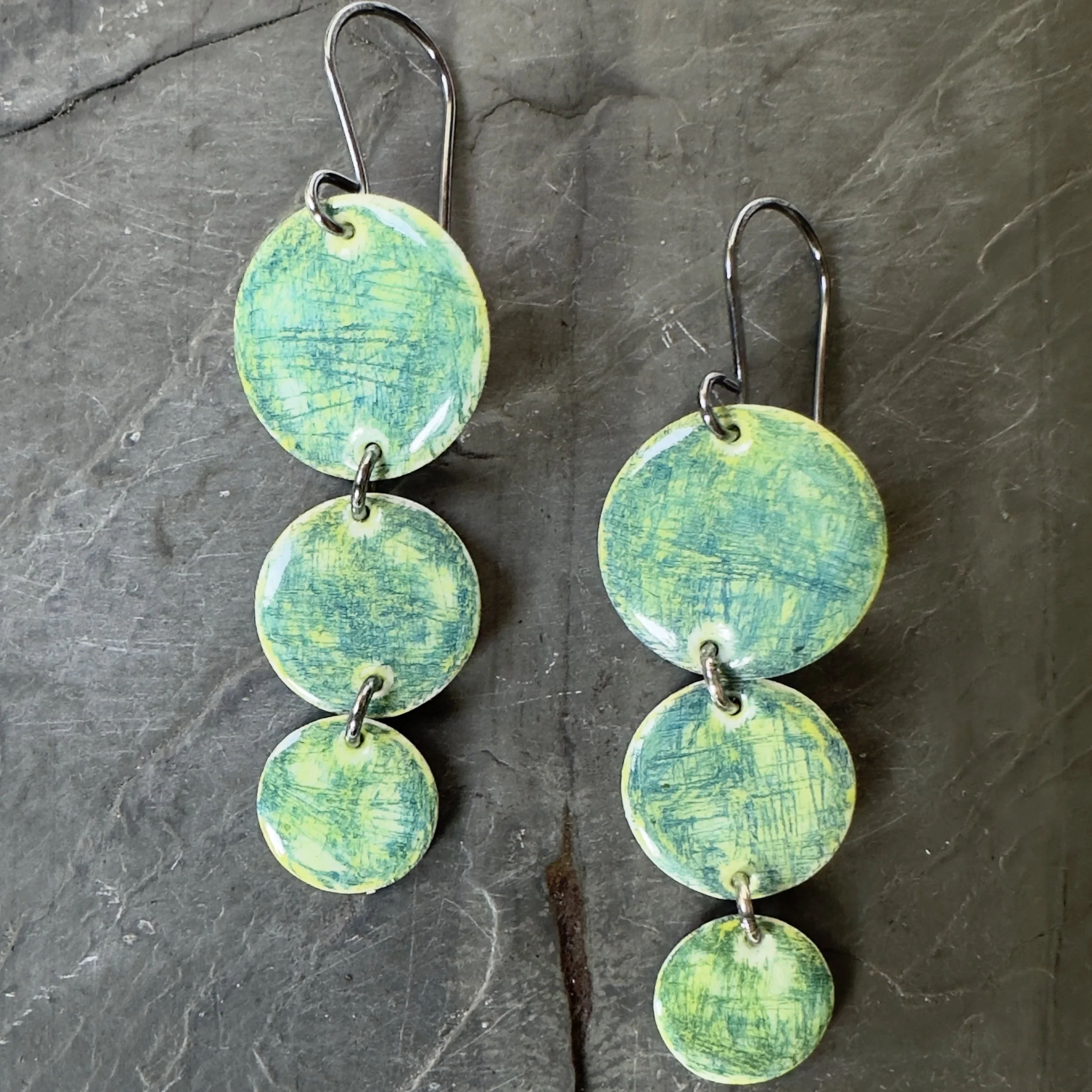 Colored Copper Dangle Earrings
