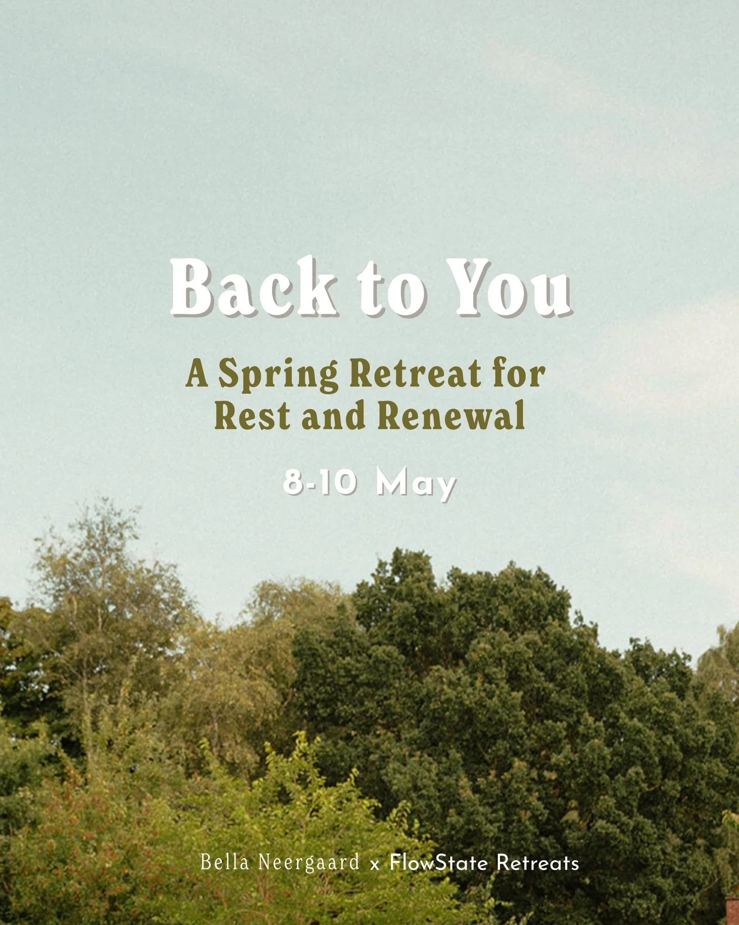 Back to You- A Spring Retreat for Rest and Renewal 
8-10 May 2026
N&aelig;stved, Denmark

With @bellaneergaard in collaboration with @flowstateretreats 

We&rsquo;re so looking forward to welcoming you to a slow spring weekend in the rustic Danish co