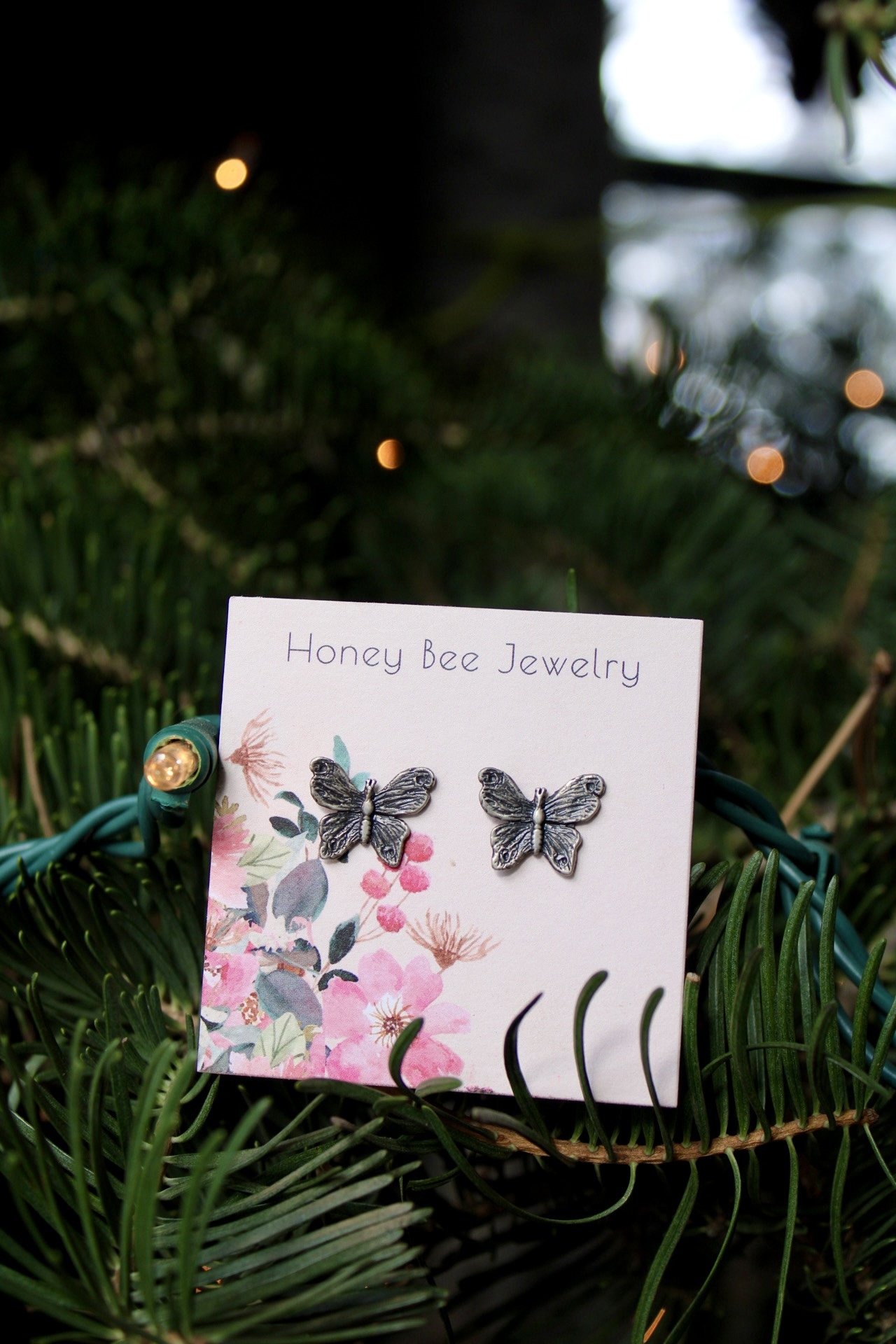 Silver Butterfly Studs