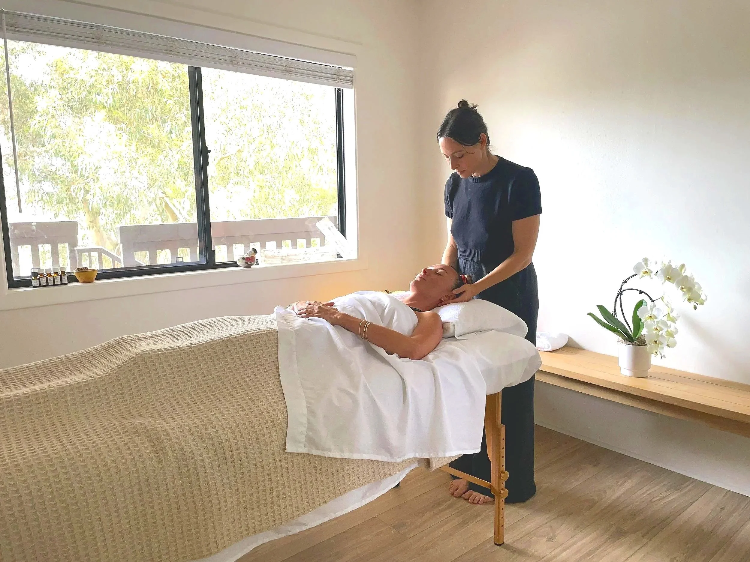 One-on-one bodywork session with hands-on manual therapy at INOCHI BODYSPACE in Malibu.