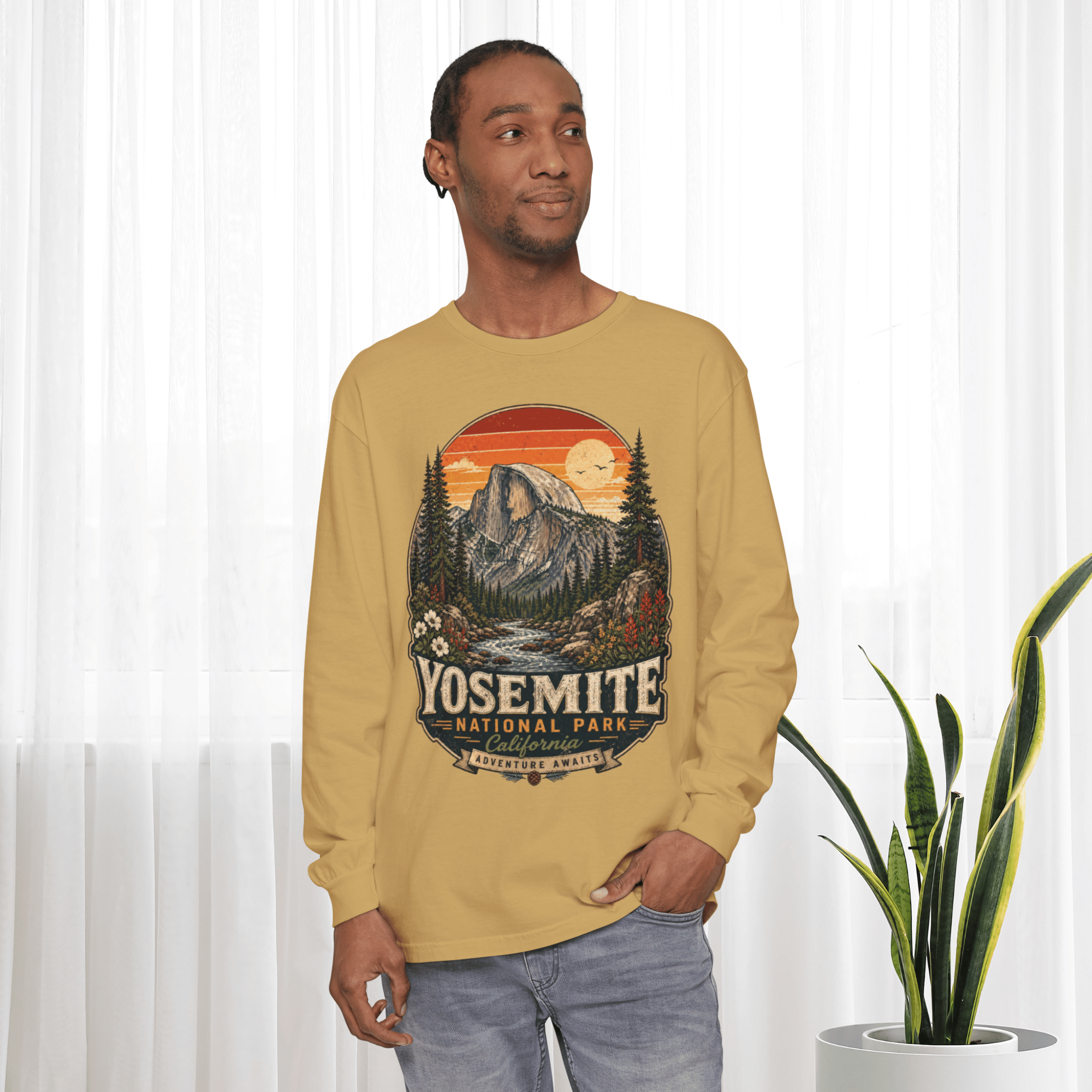 Yosemite National Park Long Sleeve Tee — Vintage Mountain Graphic