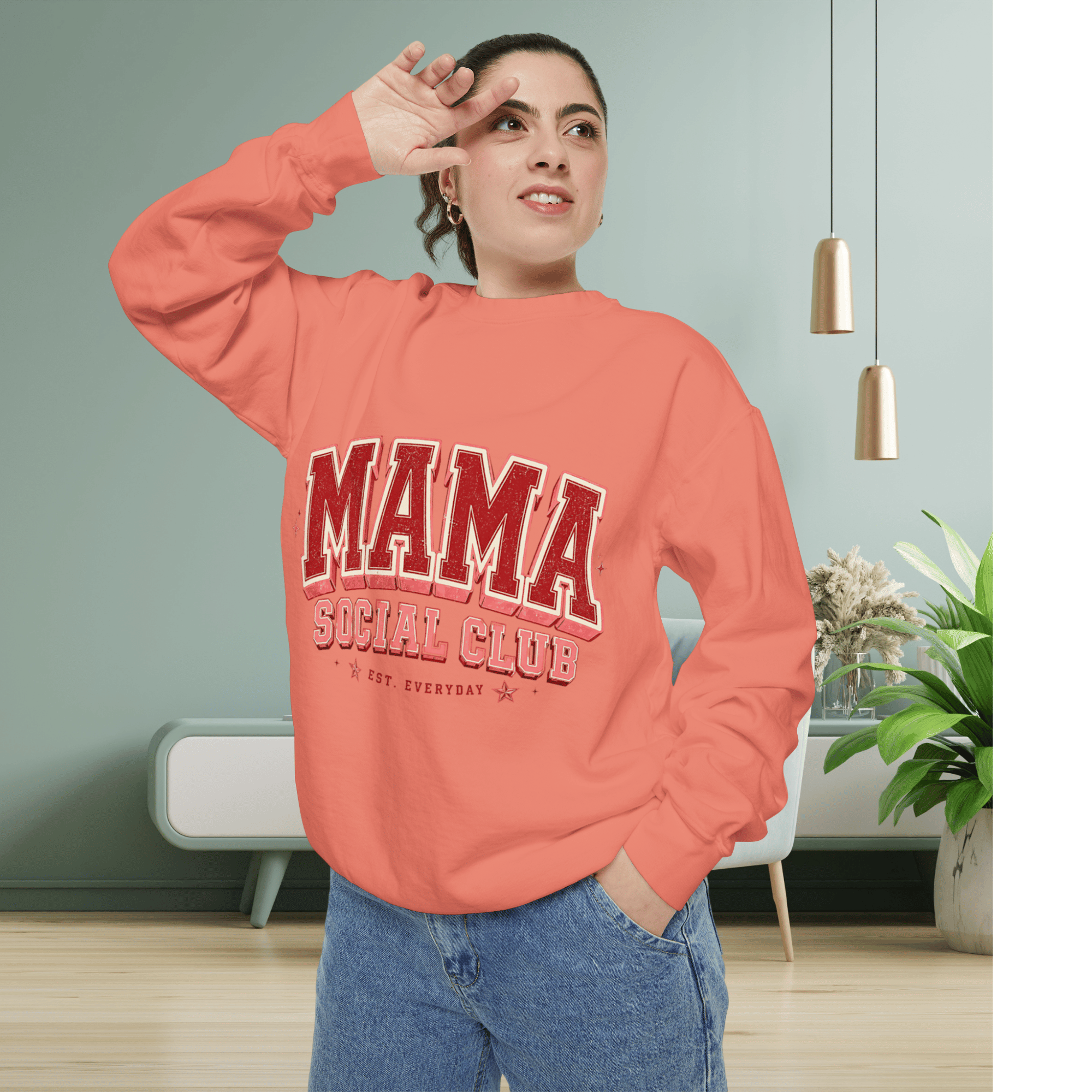 Mama Social Club Sweatshirt — Vintage Red Graphic Crewneck