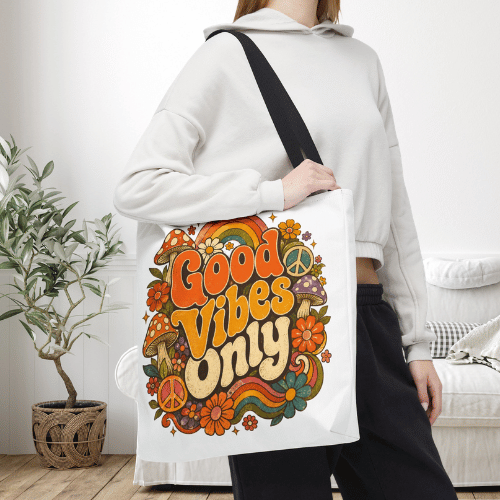 Good Vibes Only tote bag lifestyle