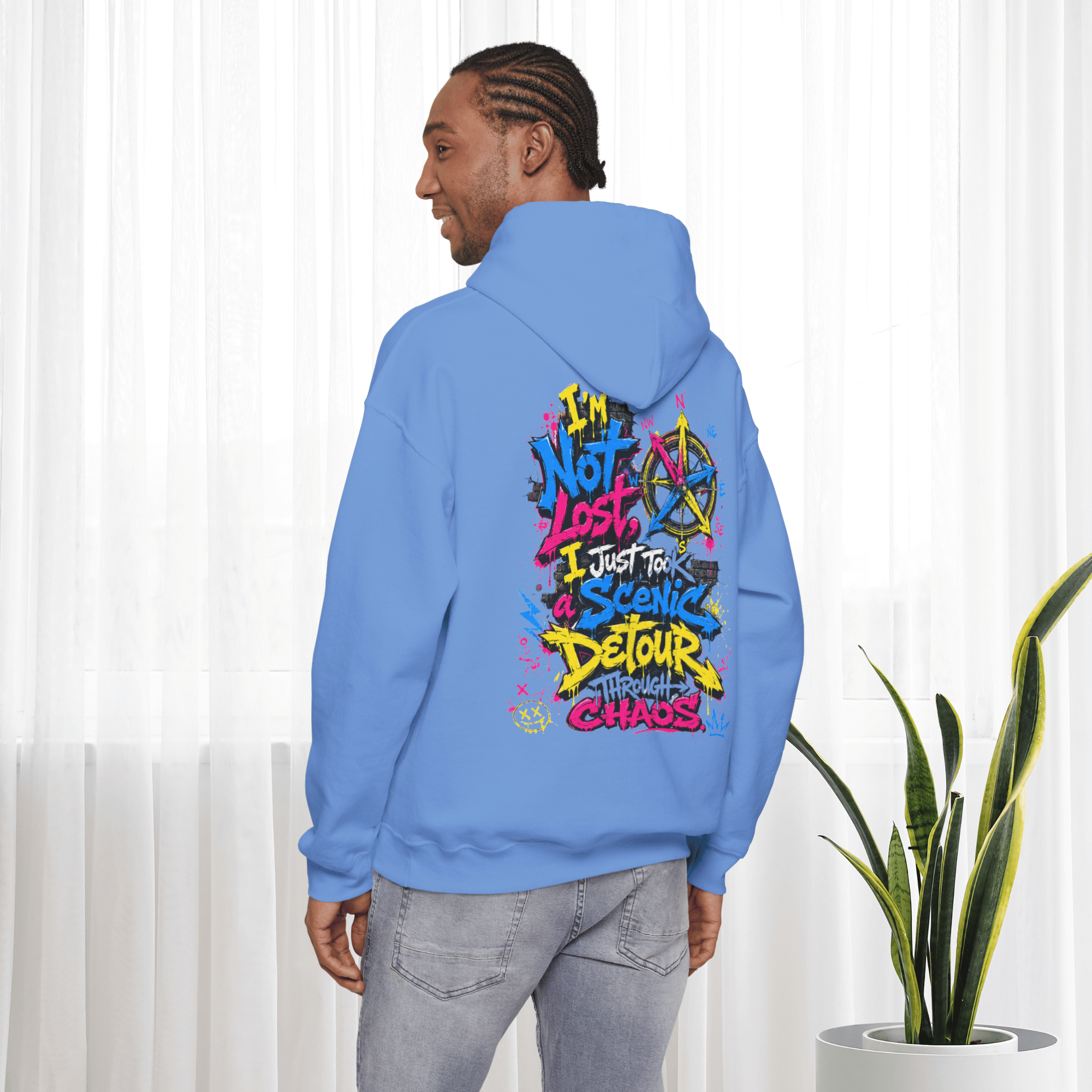 Scenic Detour Hoodie — "I'm Not Lost I Just Took a Scenic Detour Through Chaos" Graphic Hoodie