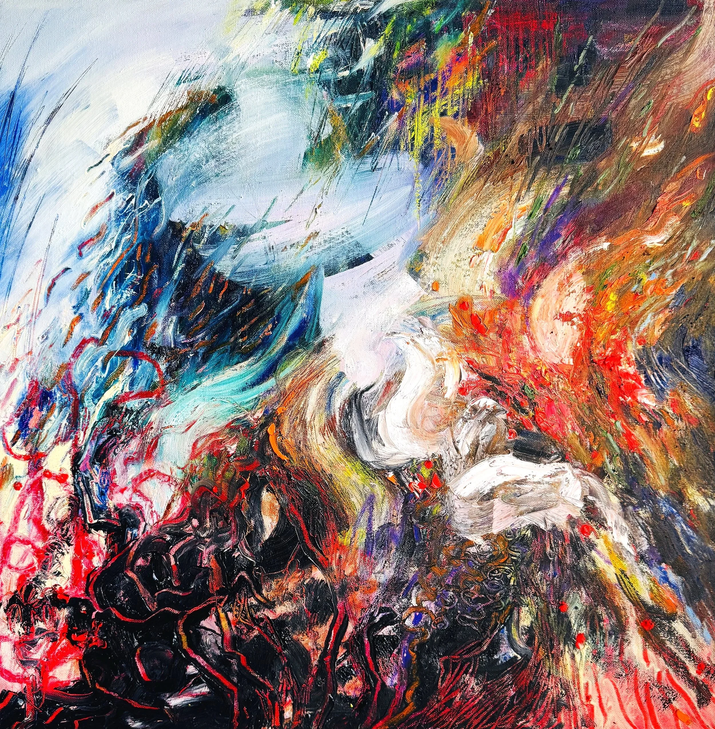 SOLD. Solstice Fire. Oil on Canvas. 61x61cm