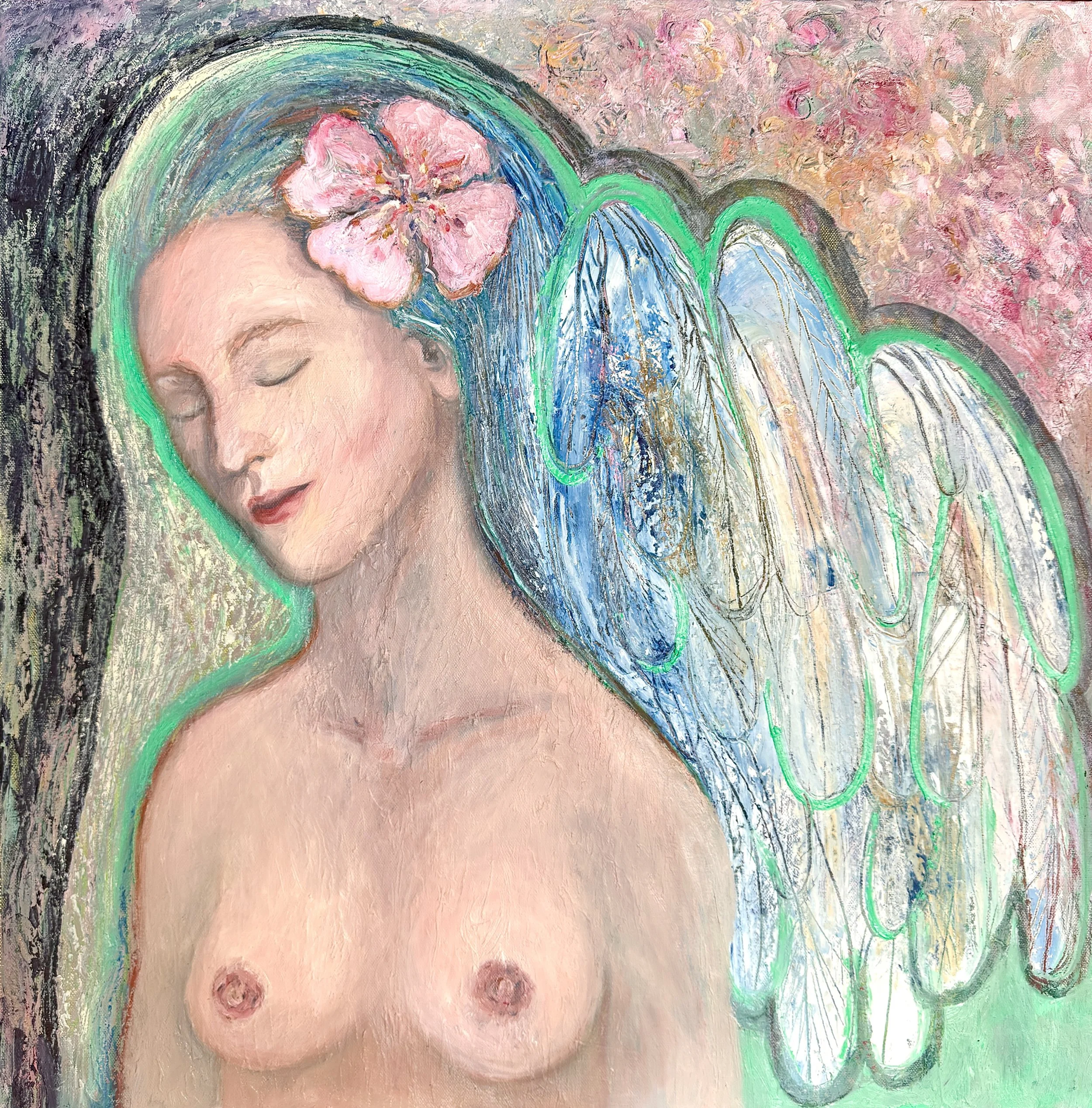 Growing Wings 1. Oil and Wax on Canvas. 61x61 cm