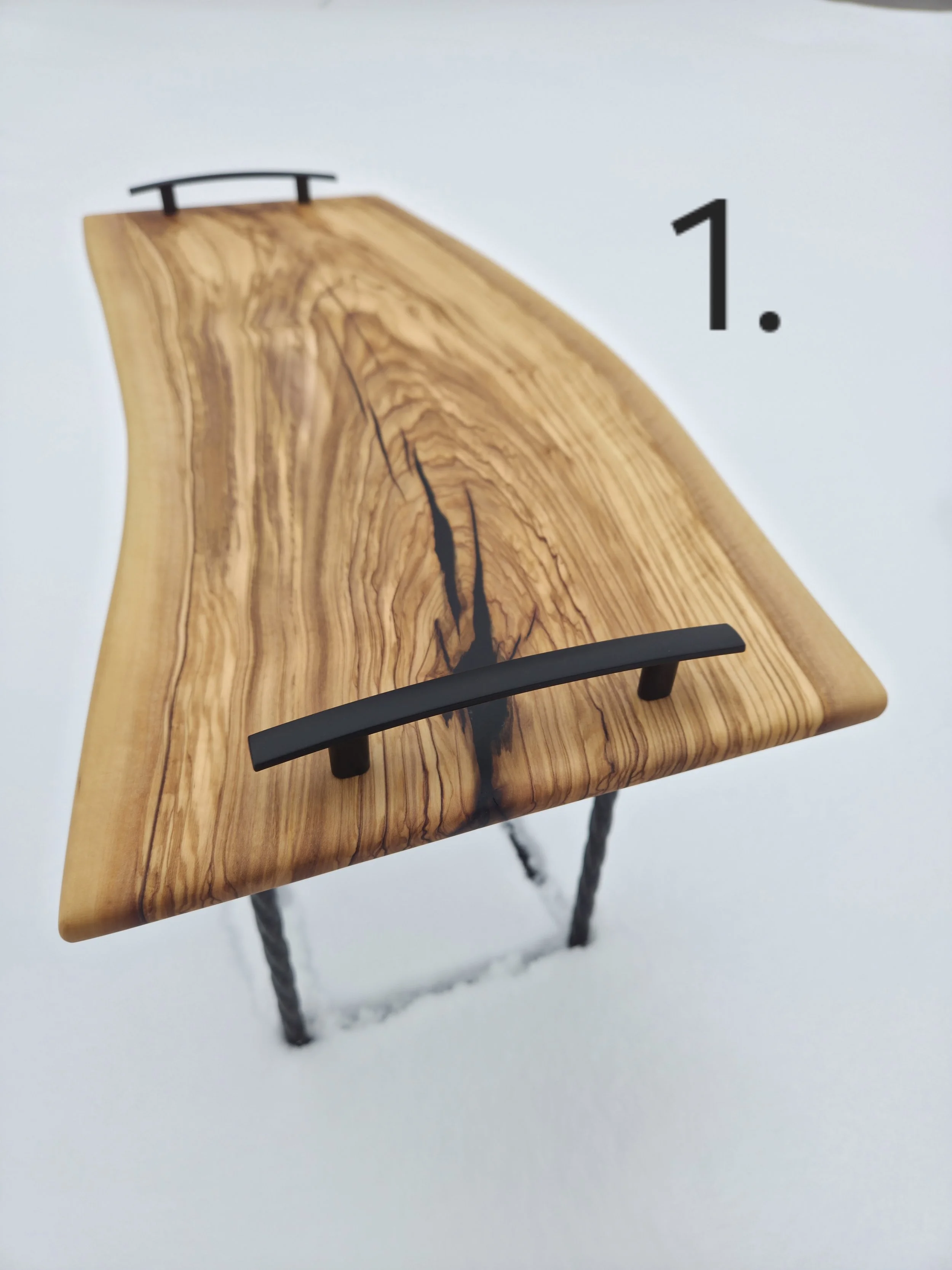 Olive Charcuterie Board with metal handles