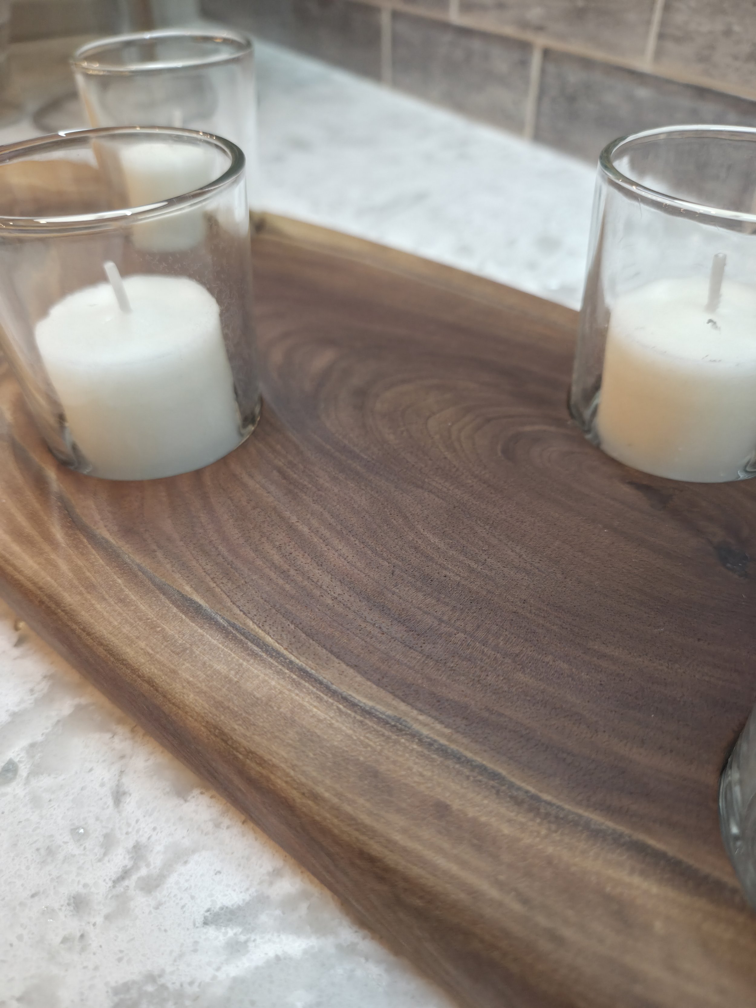 close up of wooden candle holder