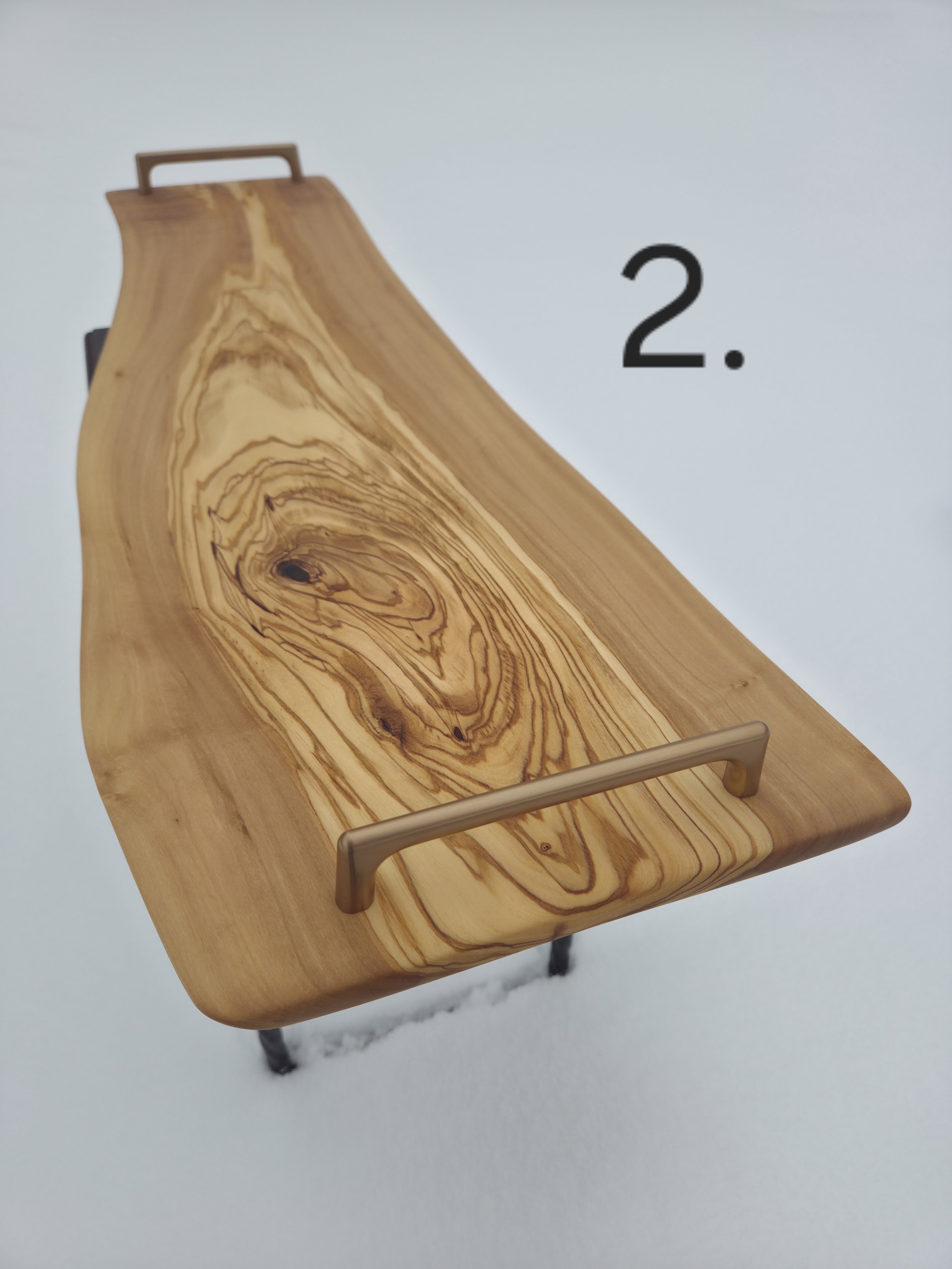 Olive Charcuterie Board with metal handles