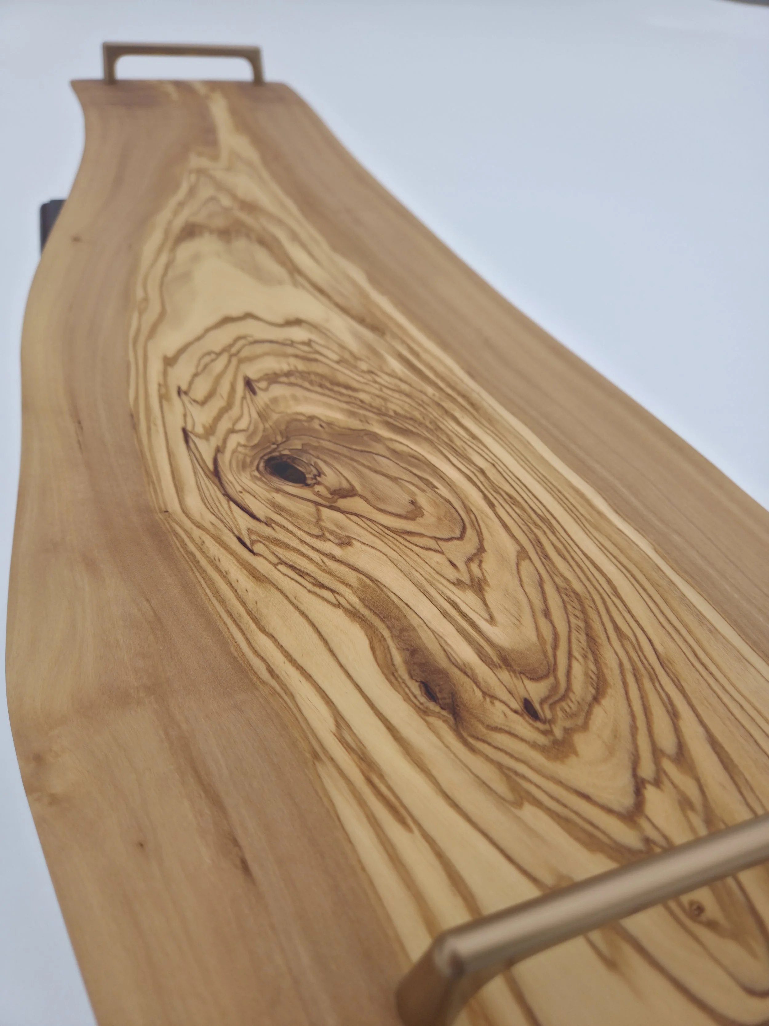 Olive Charcuterie Board with metal handles
